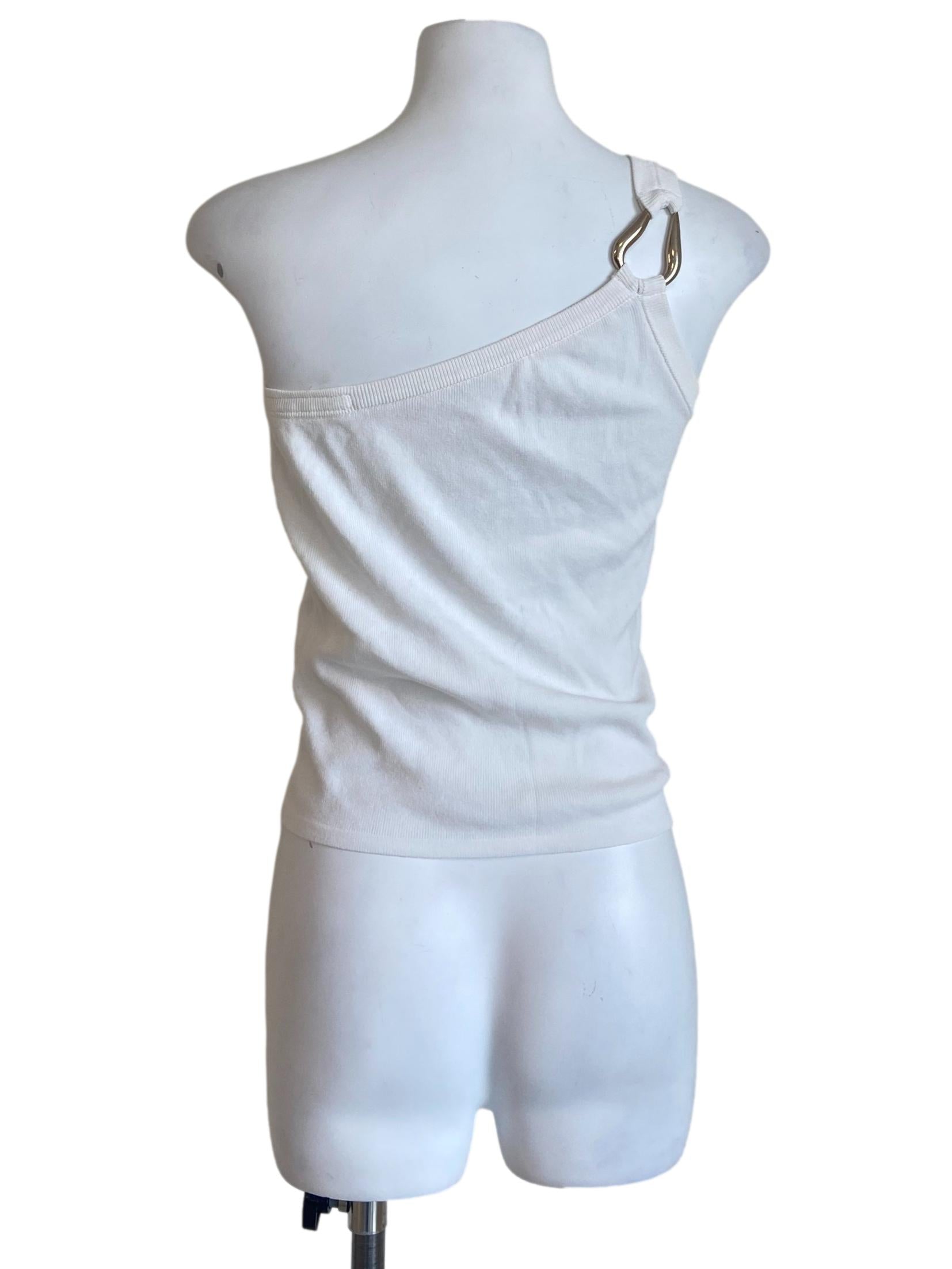 White Asymmetric Crop Top