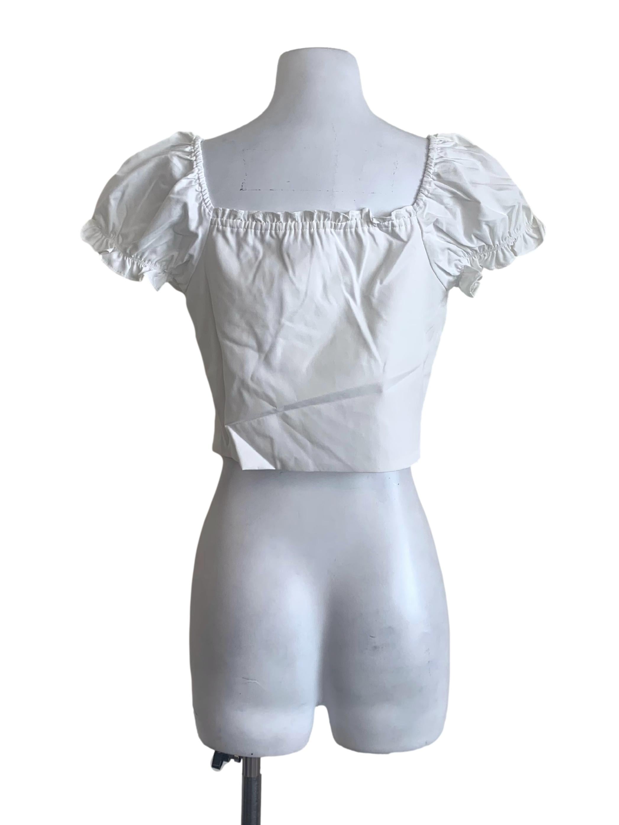 Chiffon White Smocked Top
