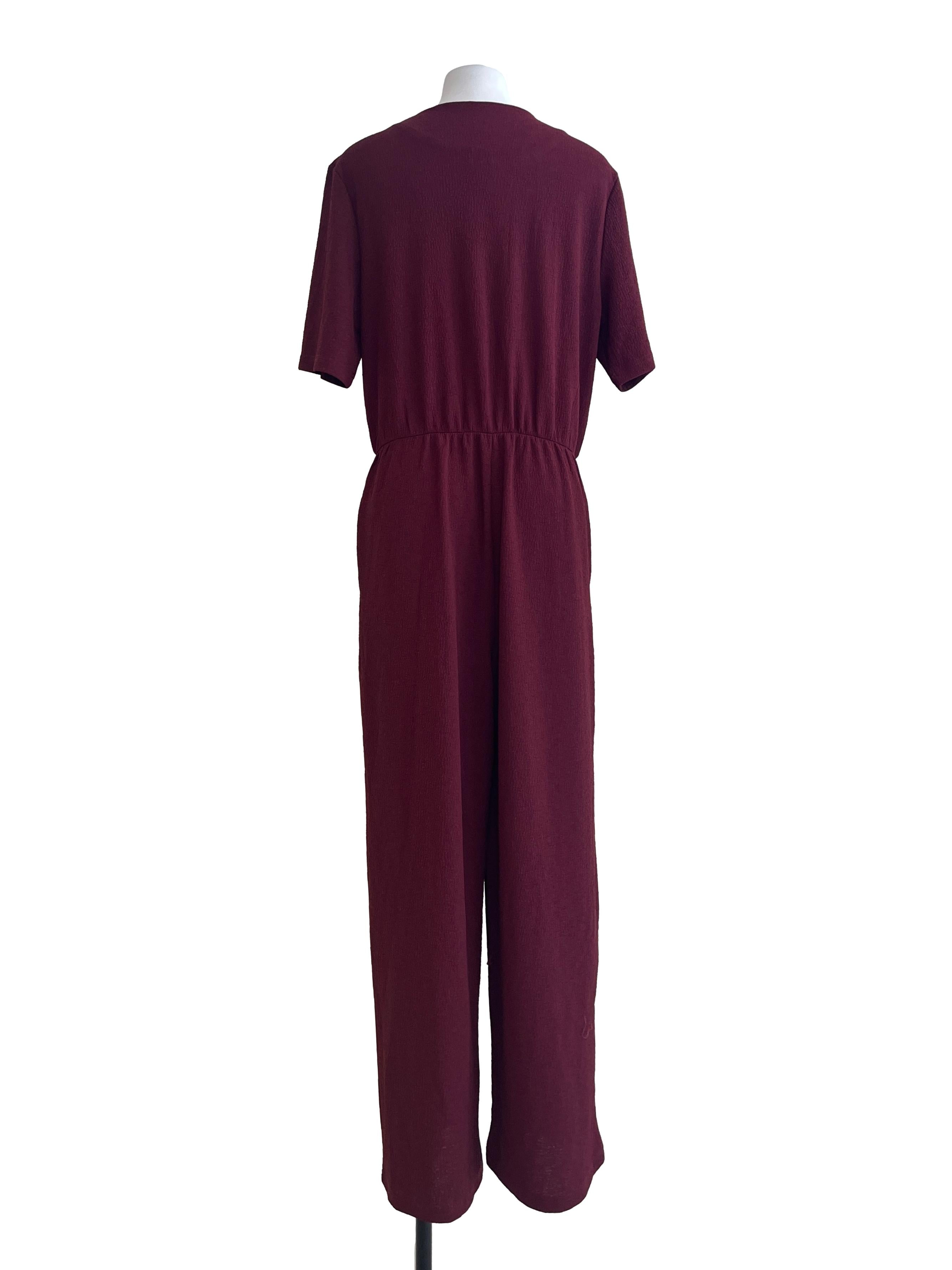 Ruby Red V-Neck Wrap Jumpsuit
