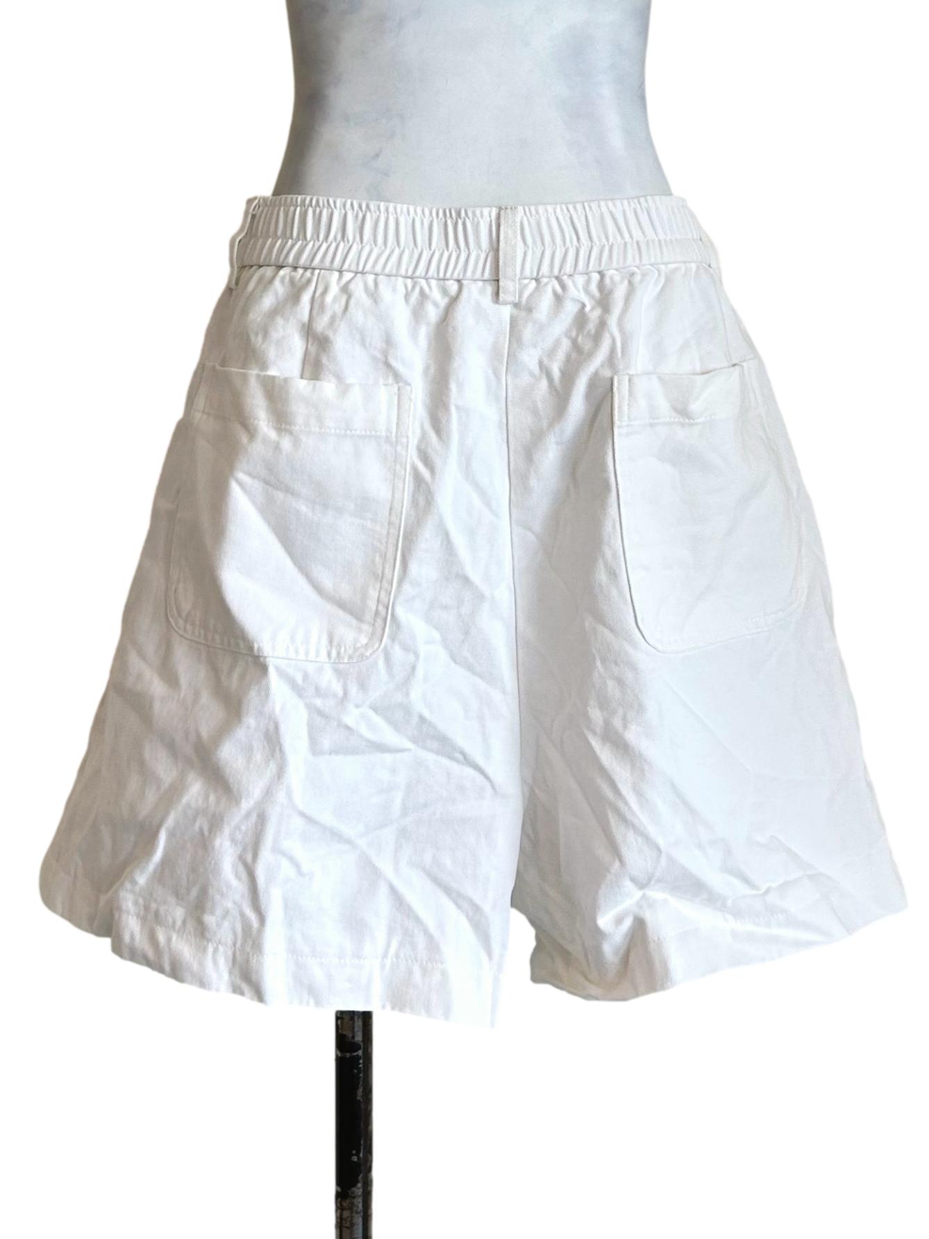 White Wide Leg Cotton Shorts