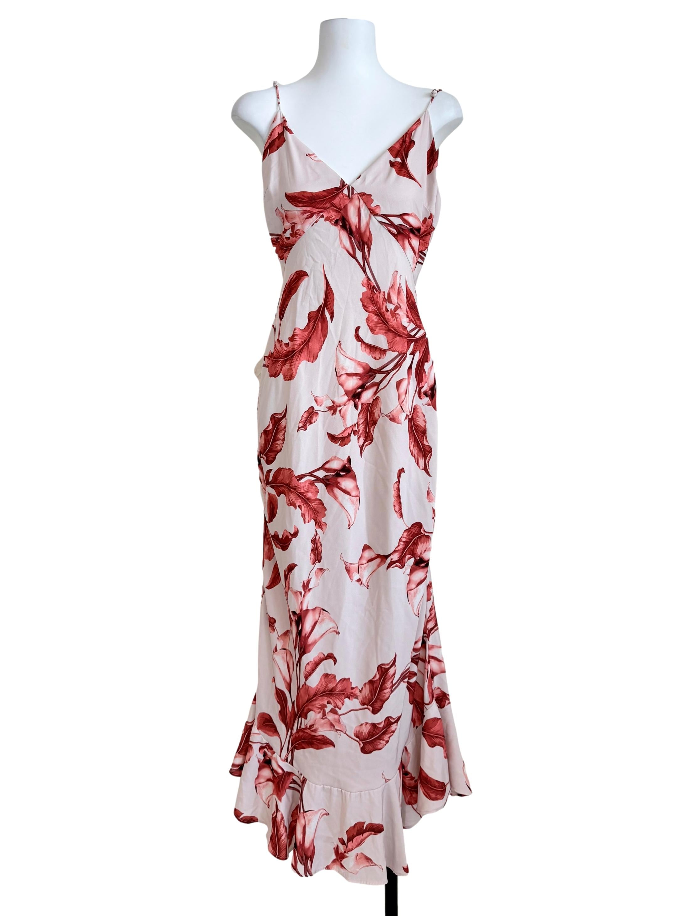 Crimson Red Flower Printed Dress