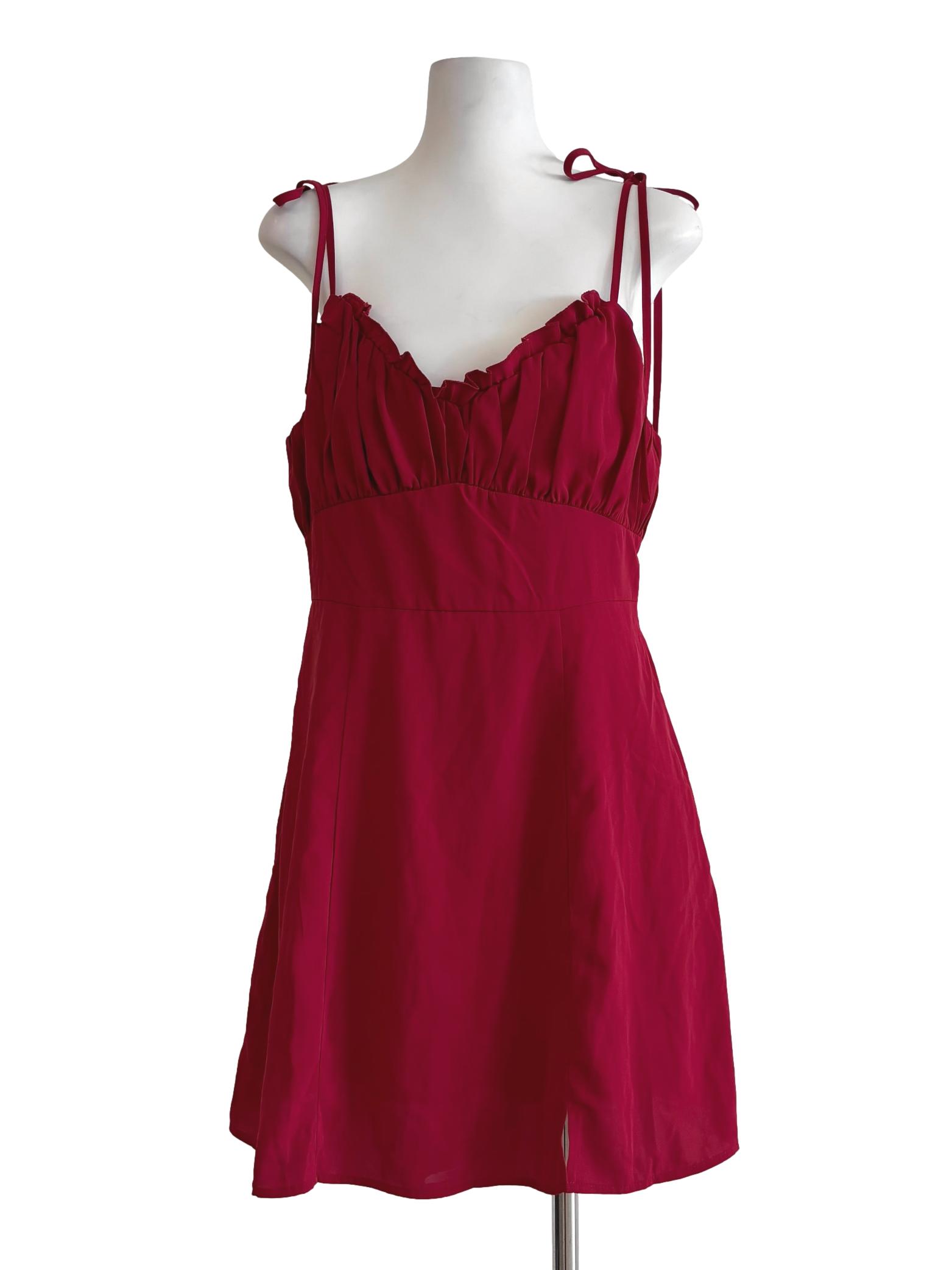 Cherry Red Pleated Sweetheart Dress
