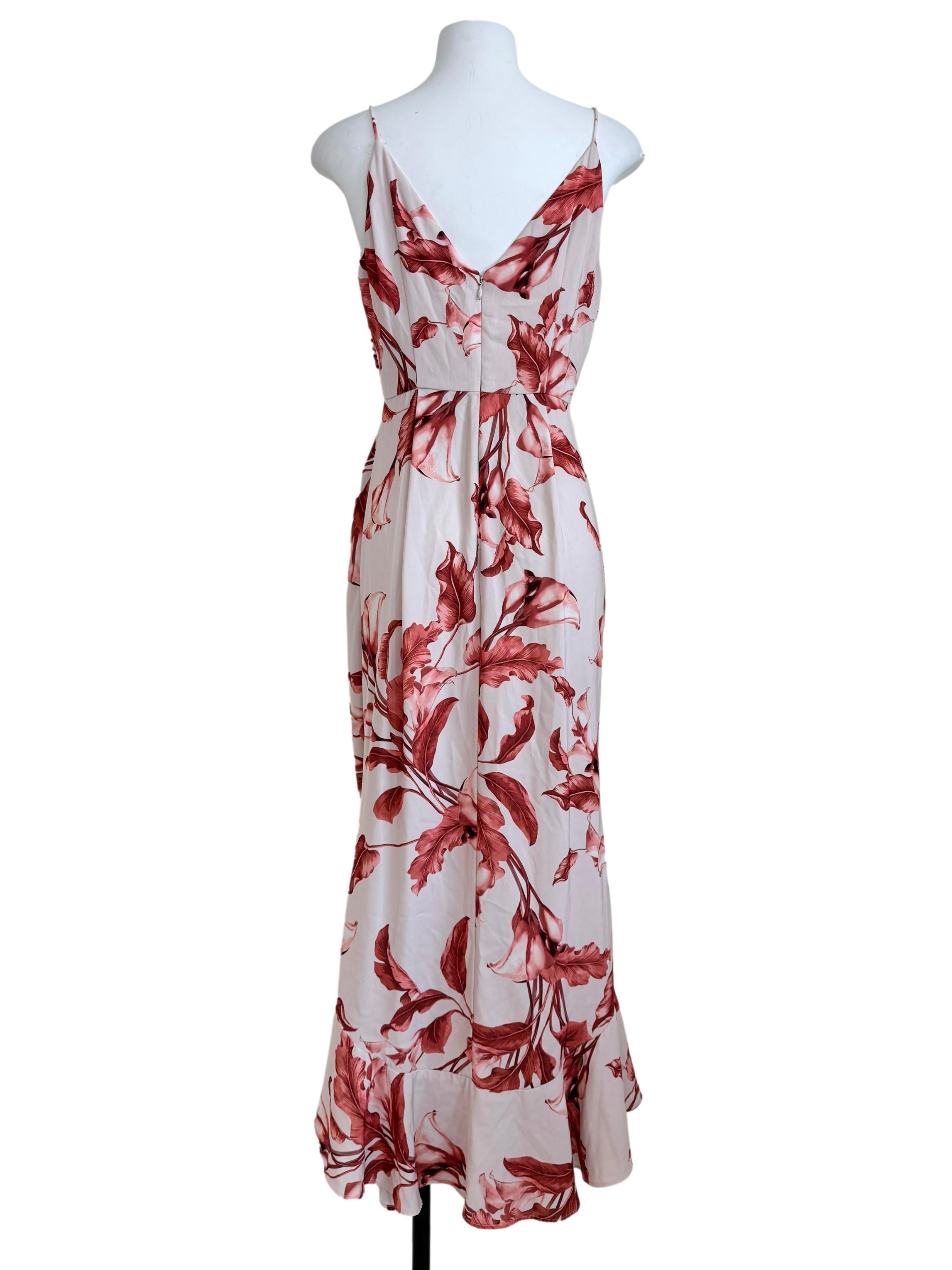 Crimson Red Flower Printed Dress