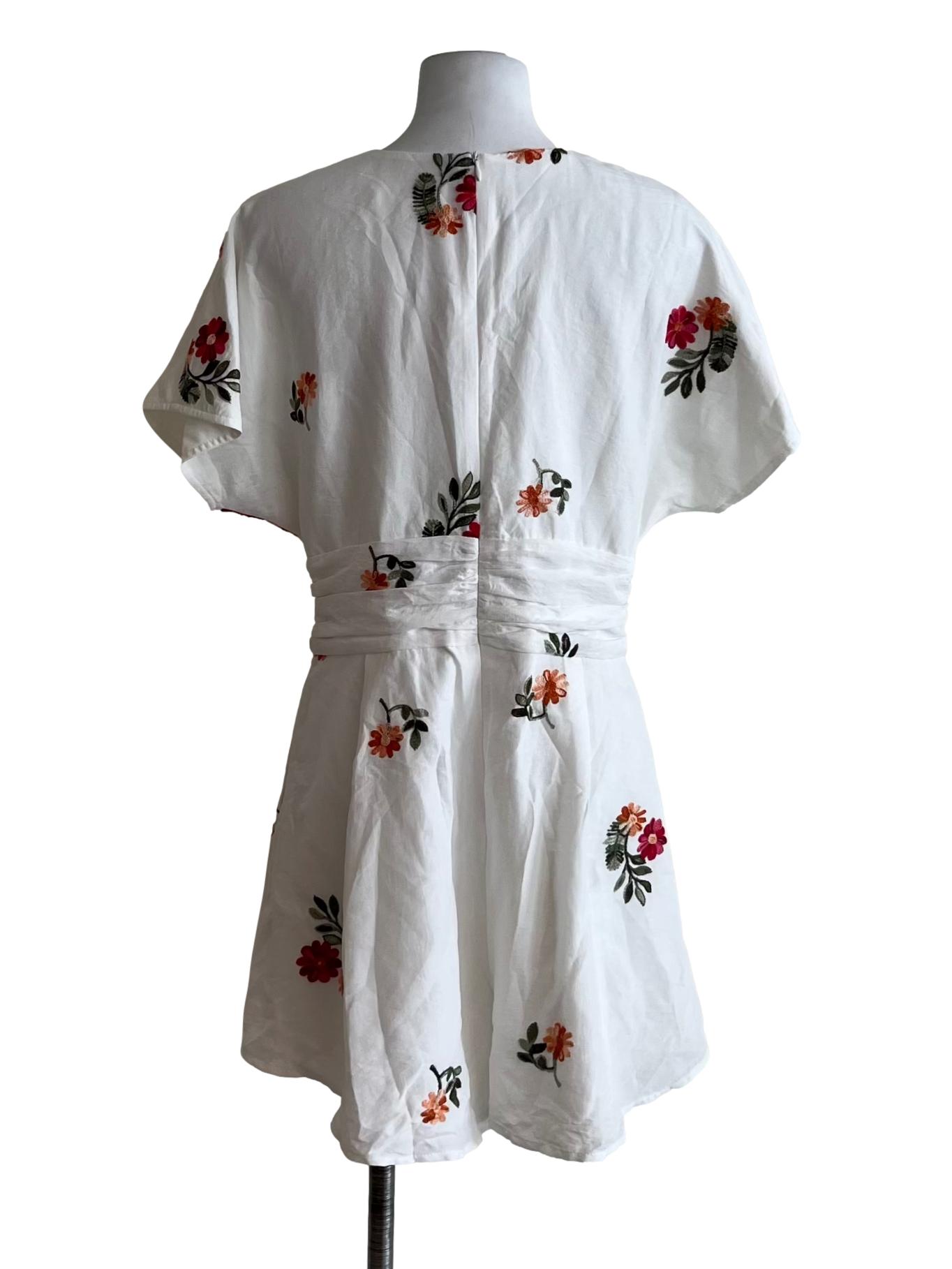 White Floral Batwing Romper