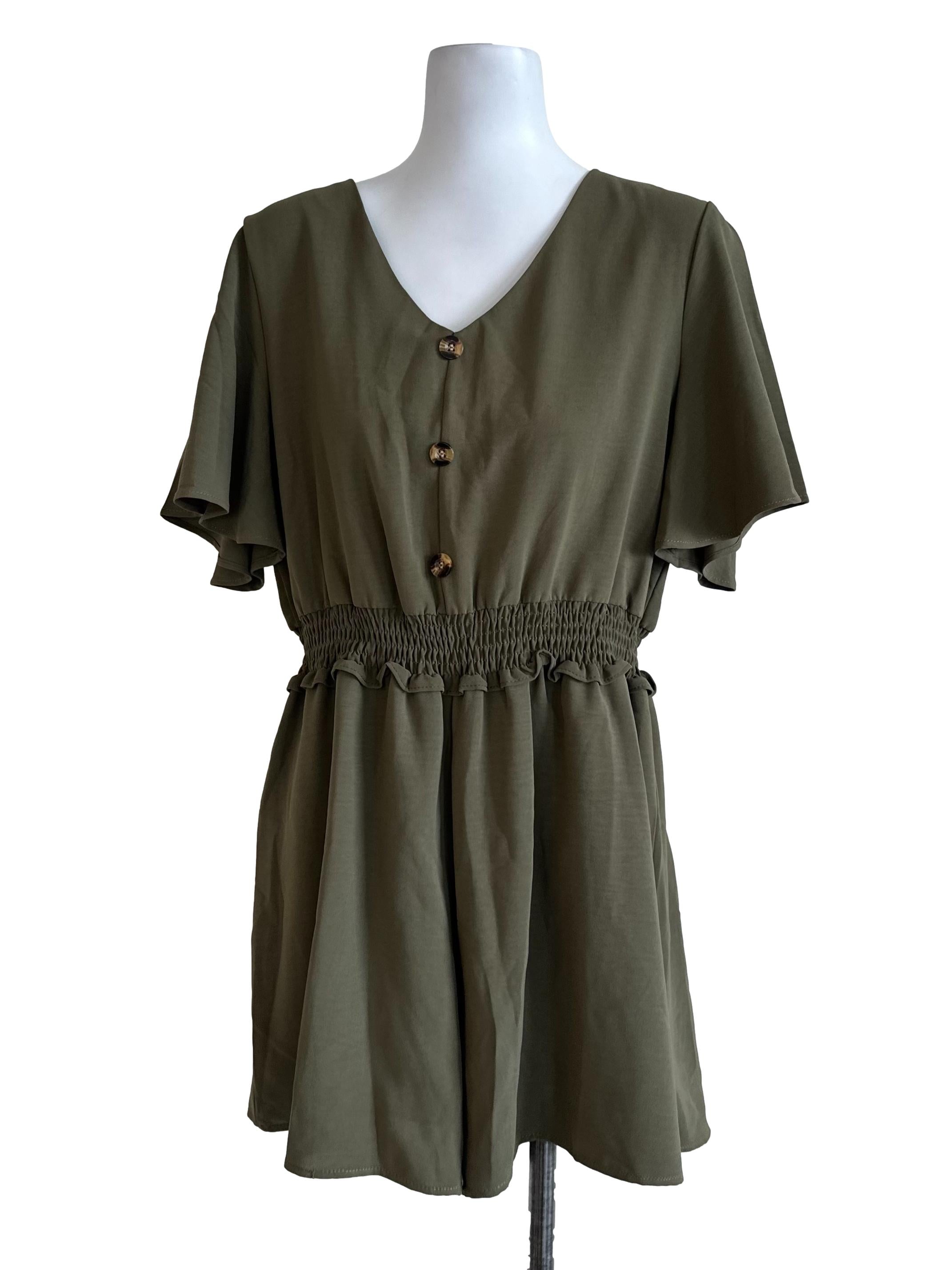 Moss Green Plain Rompers