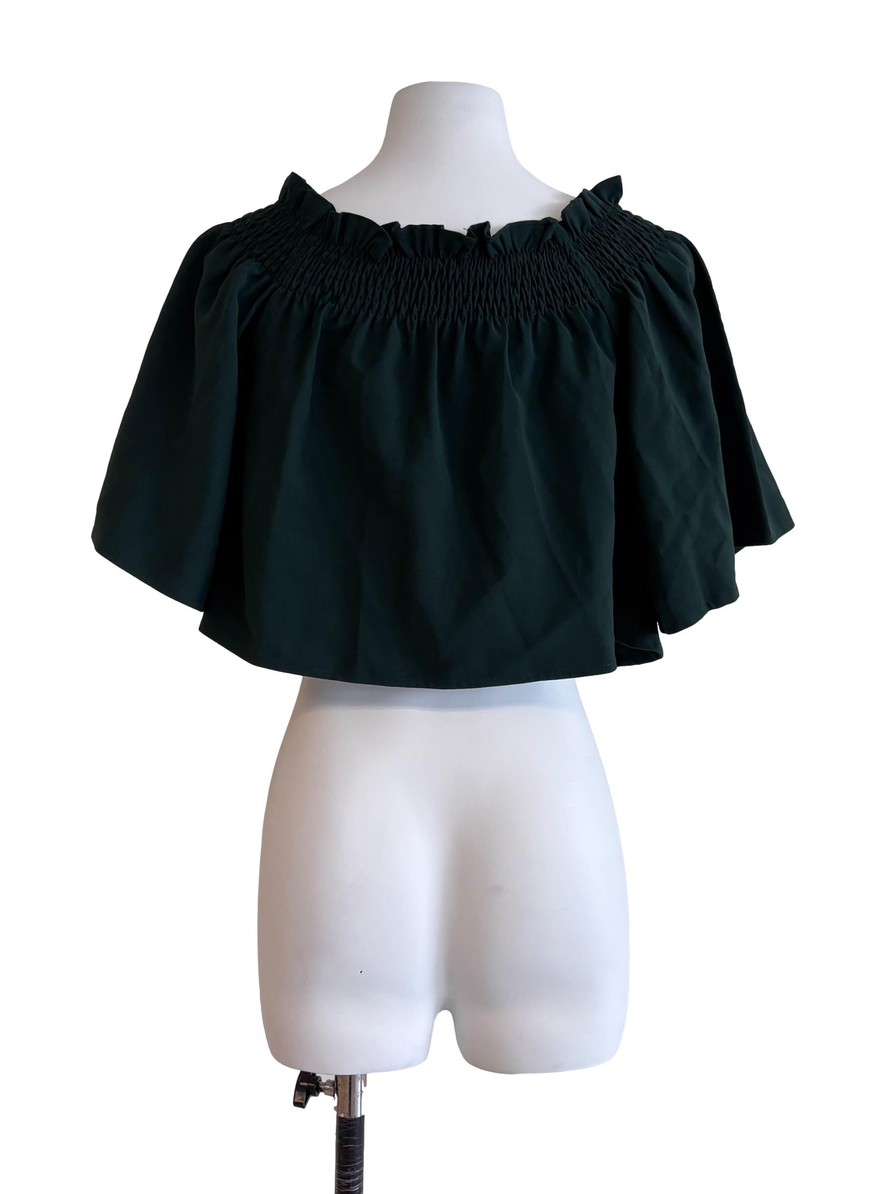 Emerald Green Ruffle Neckline Top