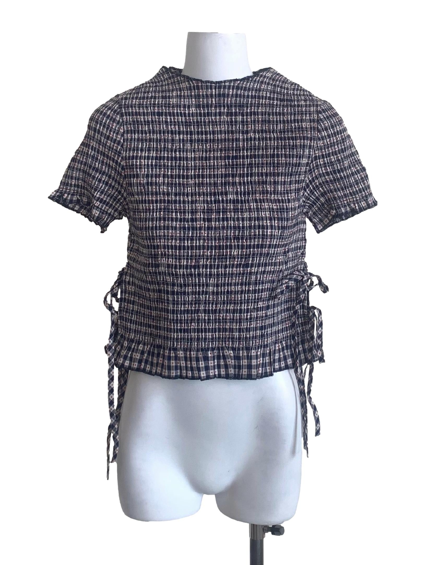 Blue Gingham Pattern Top