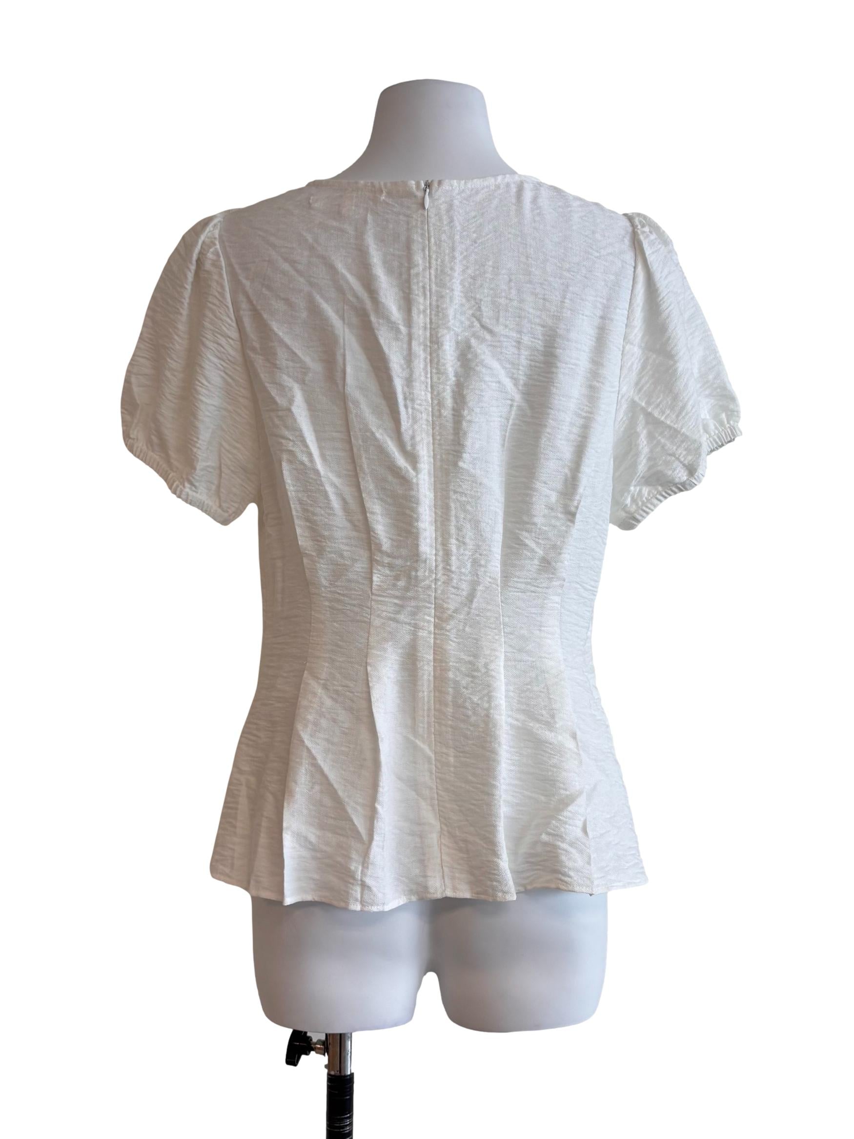Pearl White V Neck Unlined Top