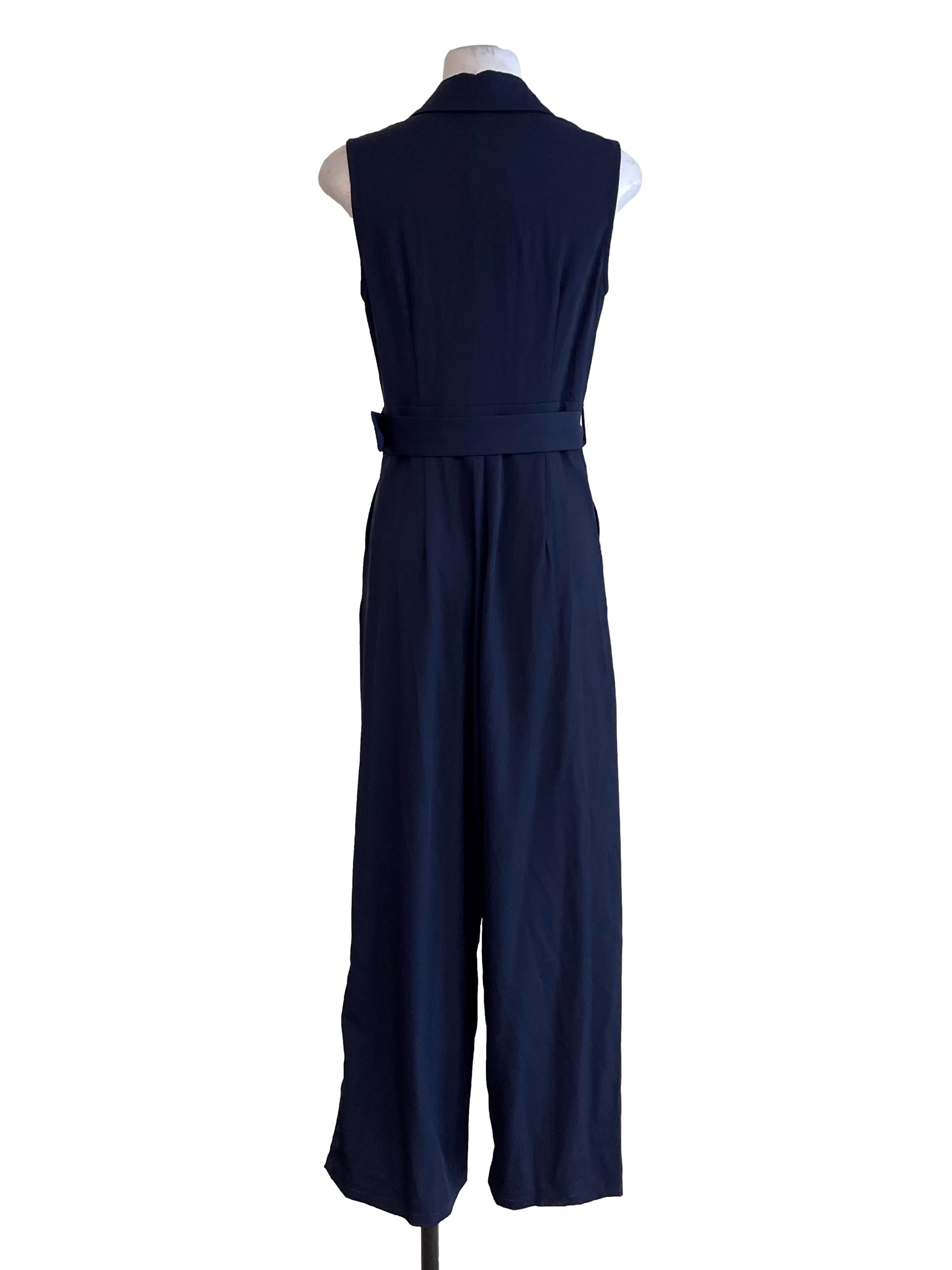 Navy Sleeveless Suit Jumpsuit