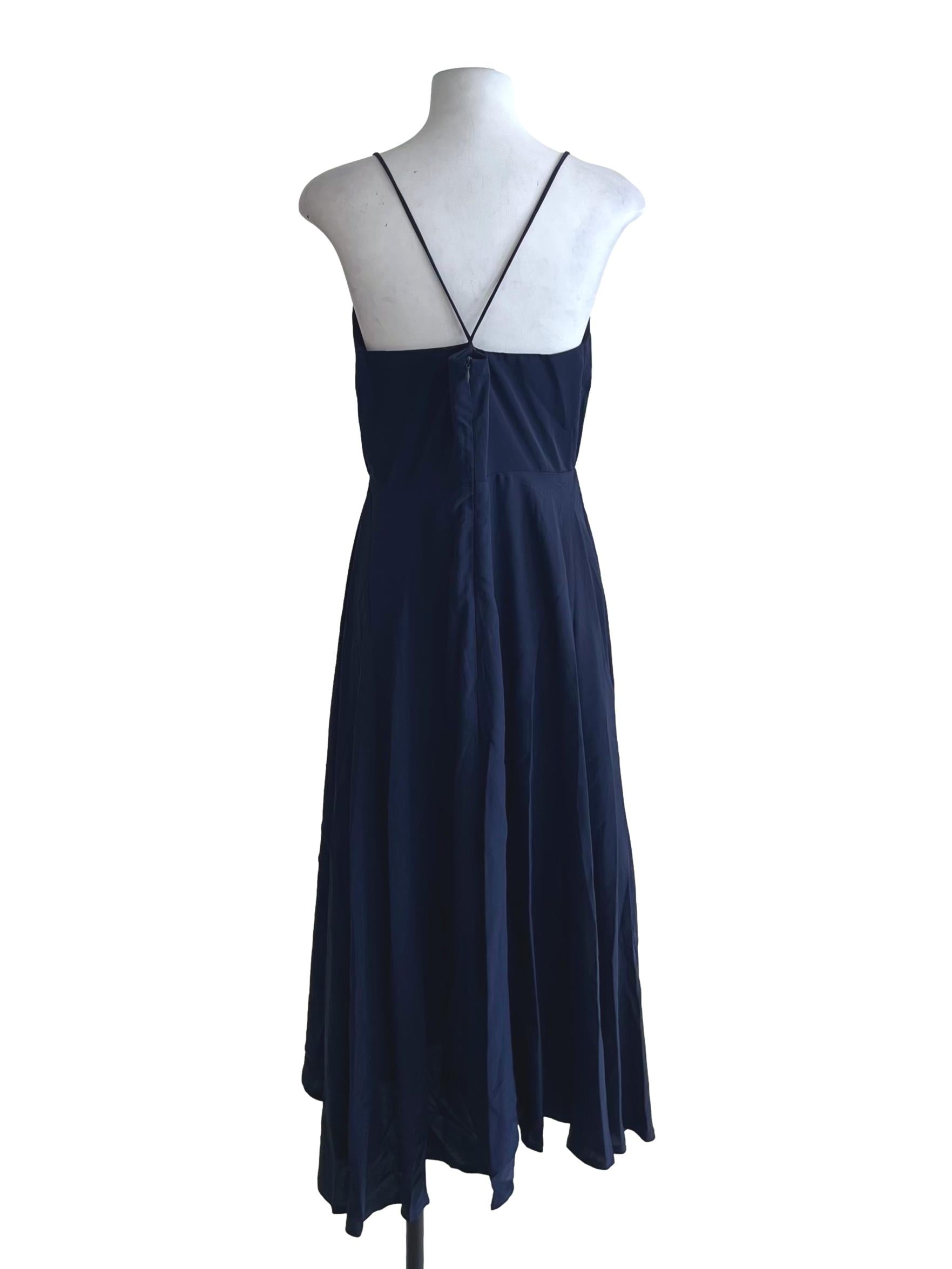 Navy Blue Spaghetti Strap A-Line Dress