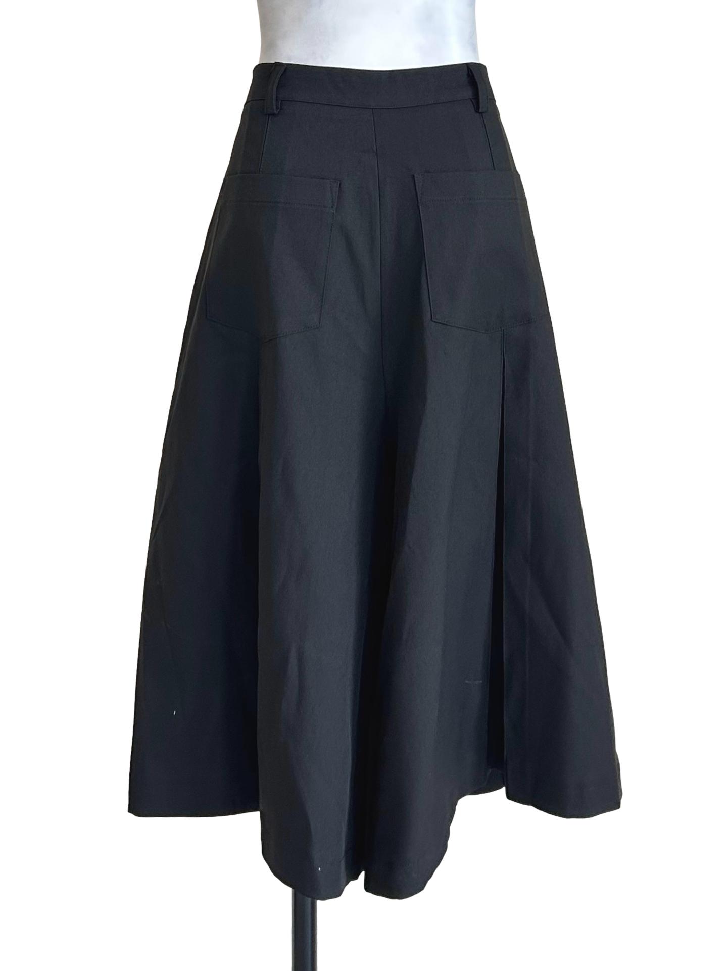 Black Pleated A Line Pants