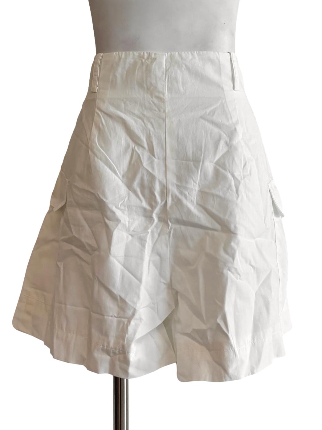 Ivory White Pleated Cotton Relaxed Shorts LB