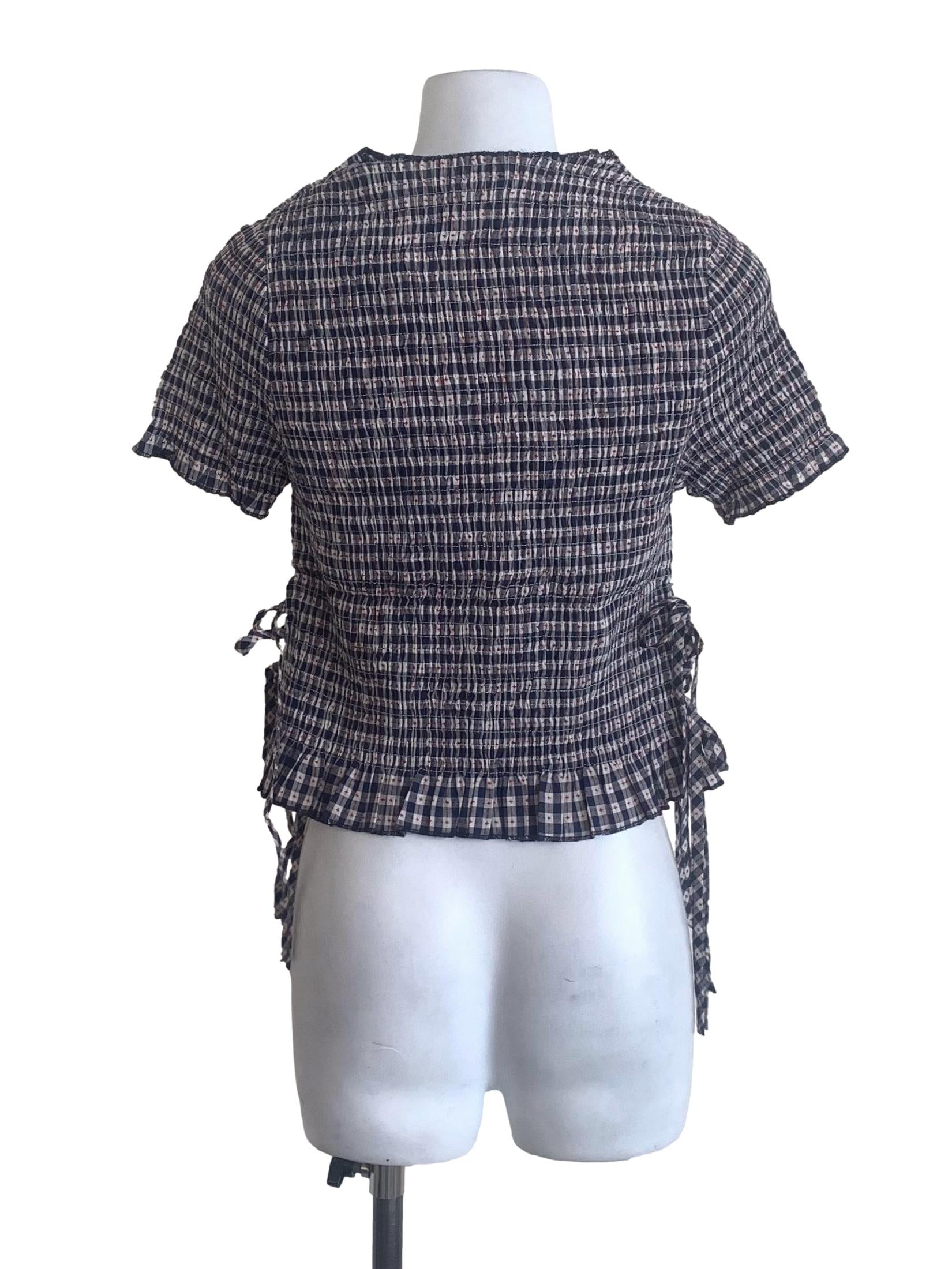 Blue Gingham Pattern Top
