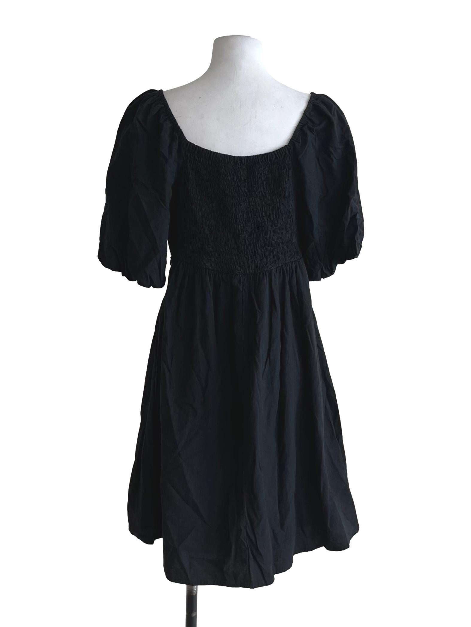 Black Square Neckline Empire Dress