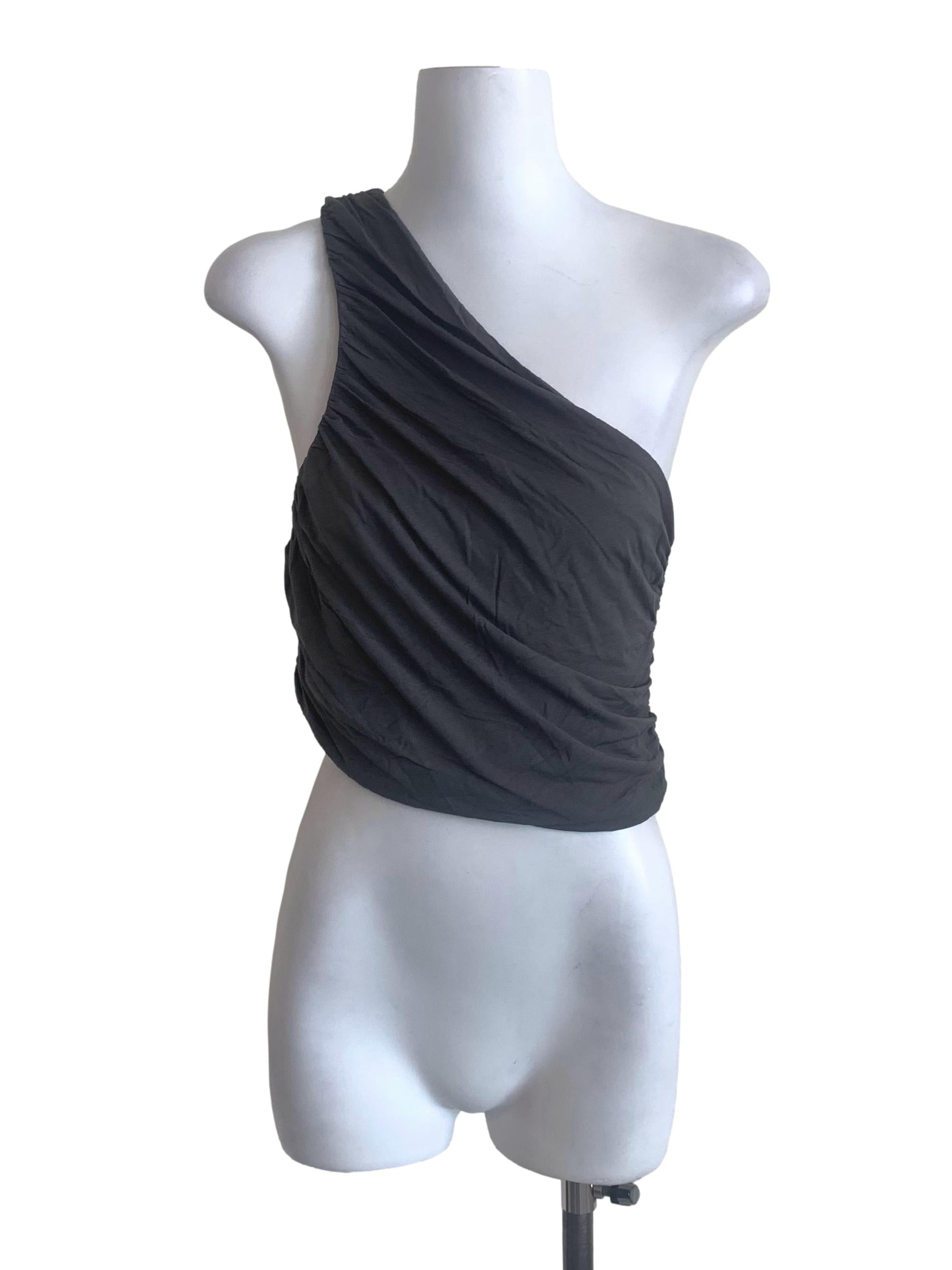Pebble Grey Asymmetric Neck Top YHF