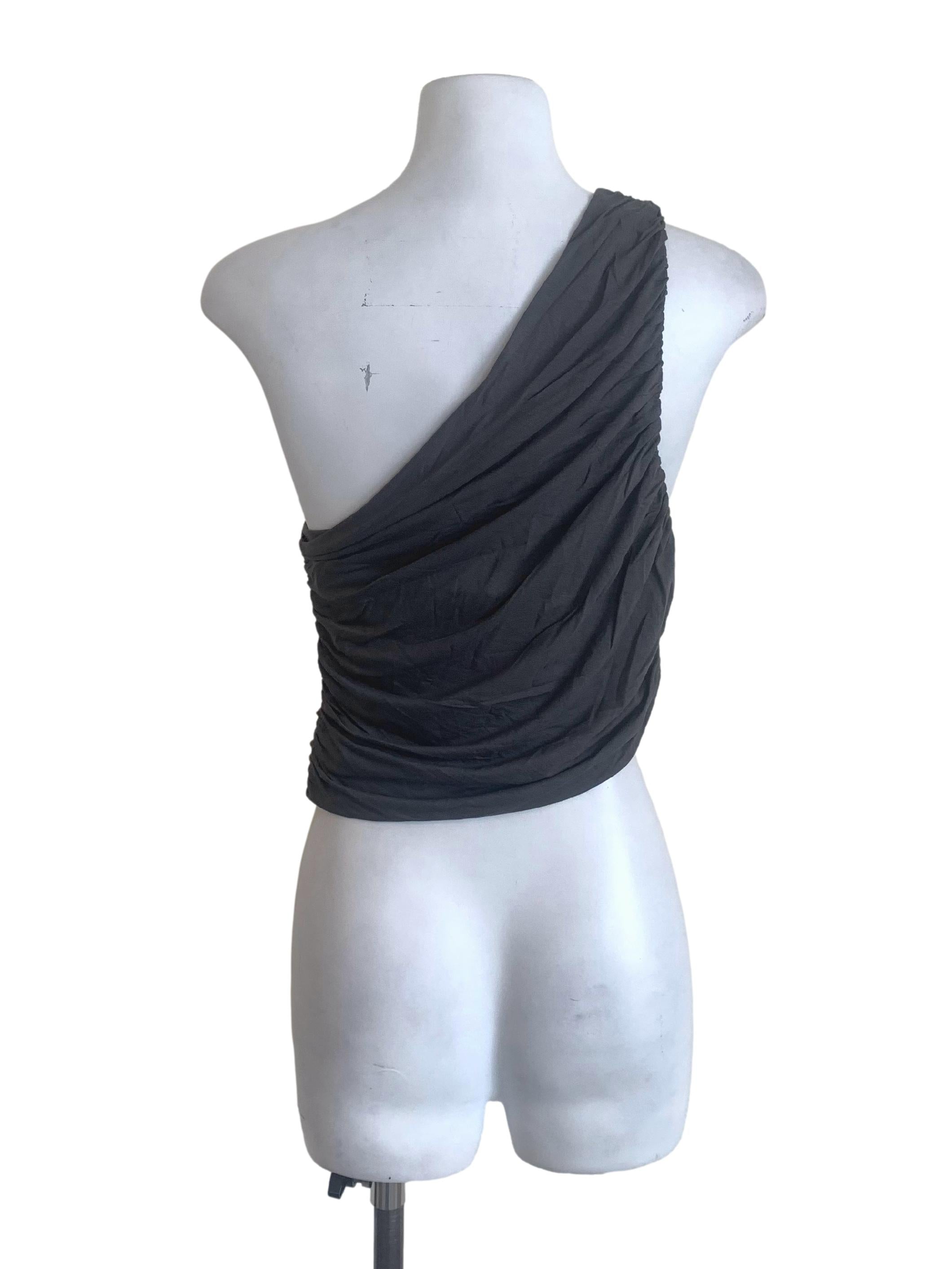 Pebble Grey Asymmetric Neck Top YHF