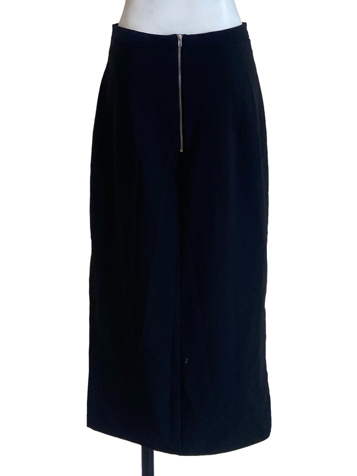Black Slit Twill Skirt