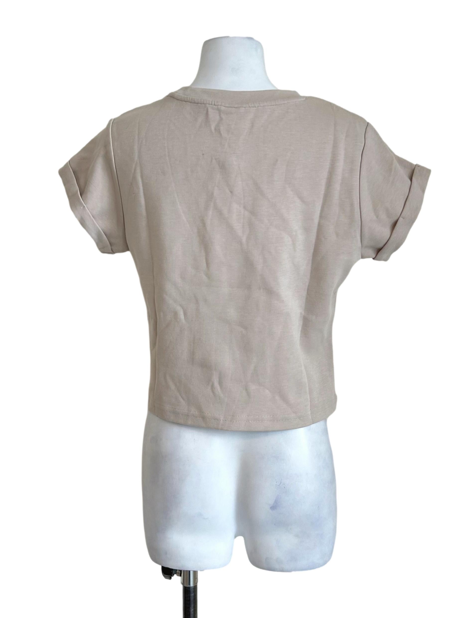 Beige Cuffed Sleeve Top