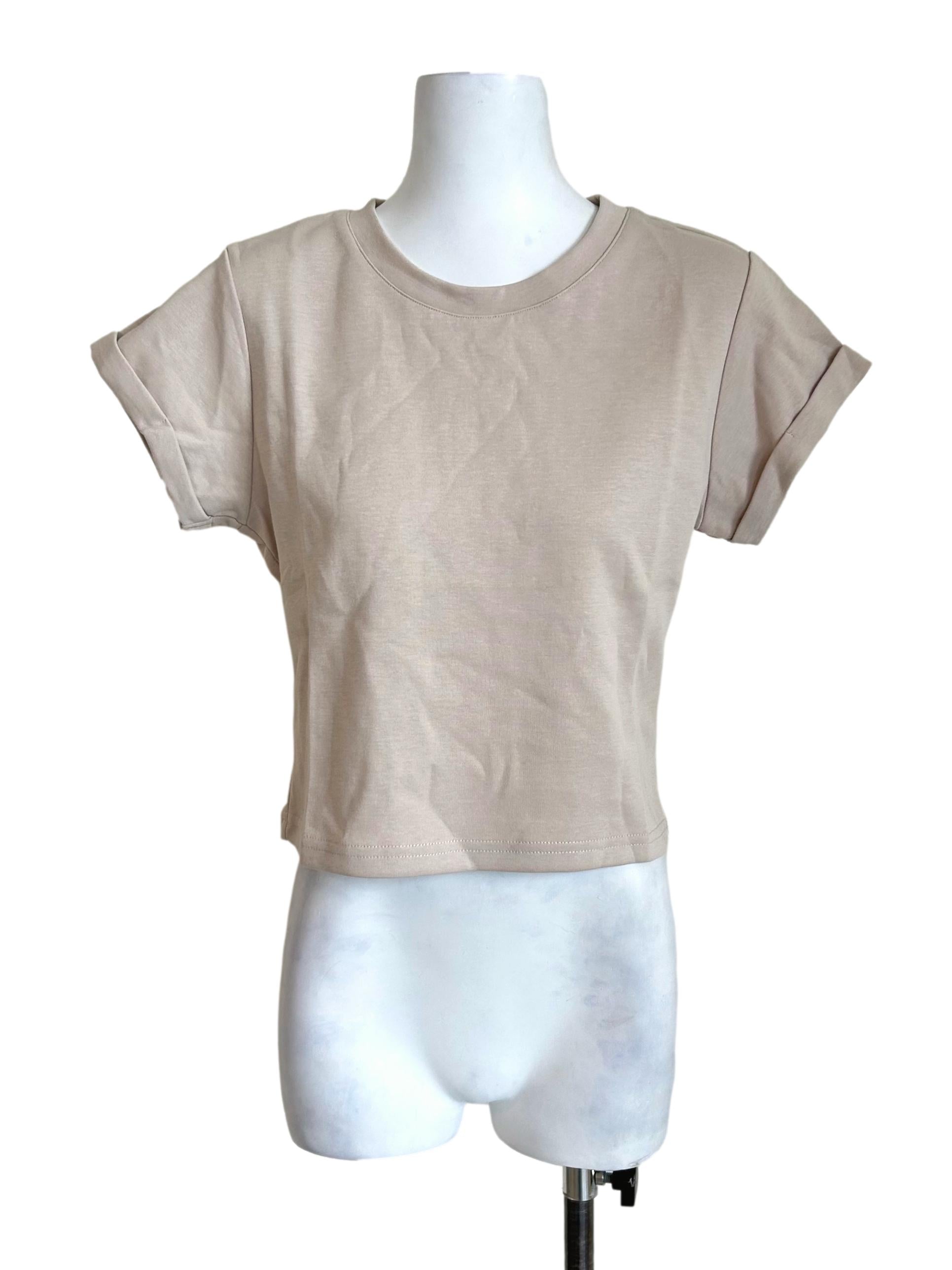 Beige Cuffed Sleeve Top