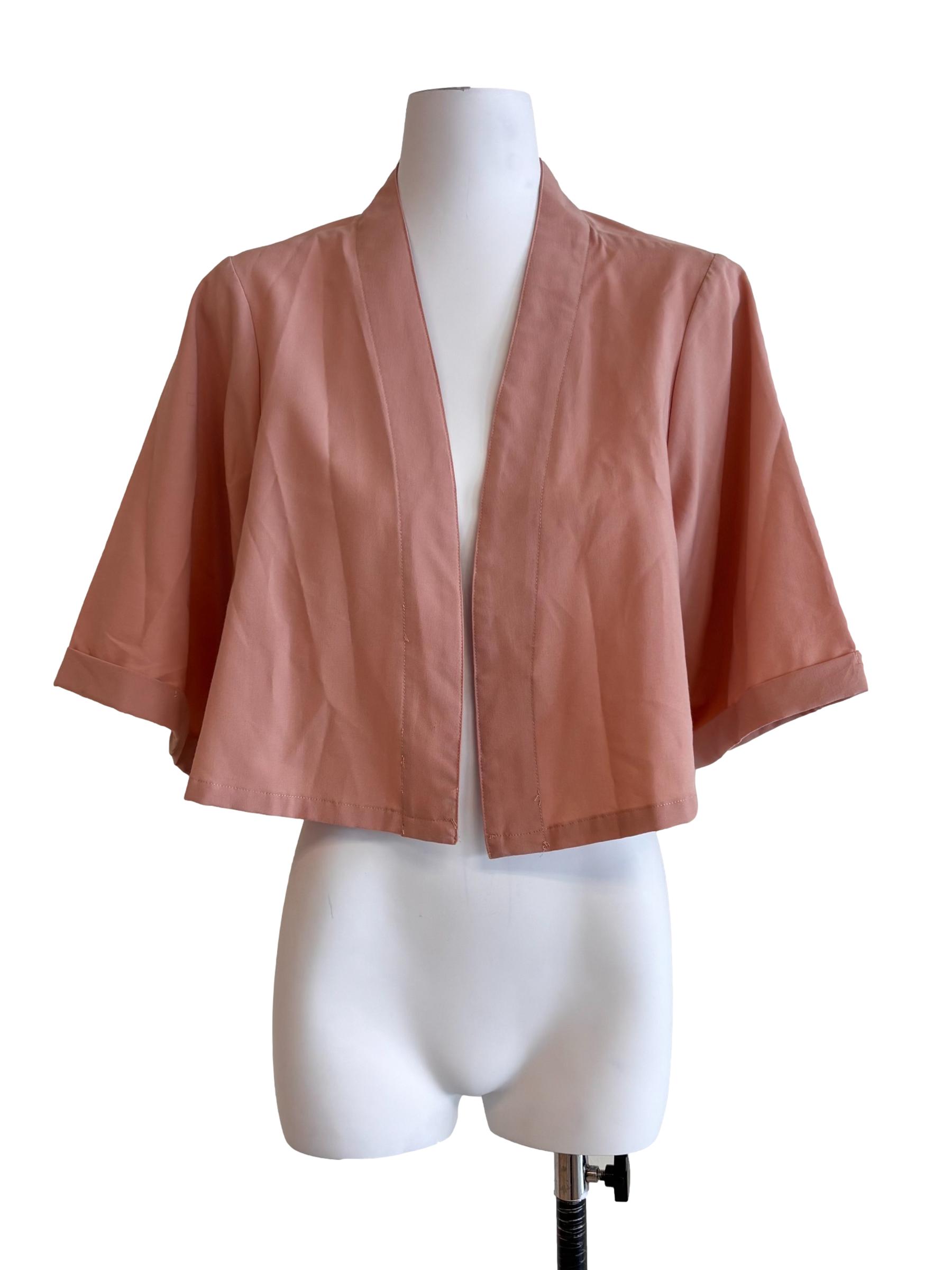 Punch Pink Open Cropped Cardigan