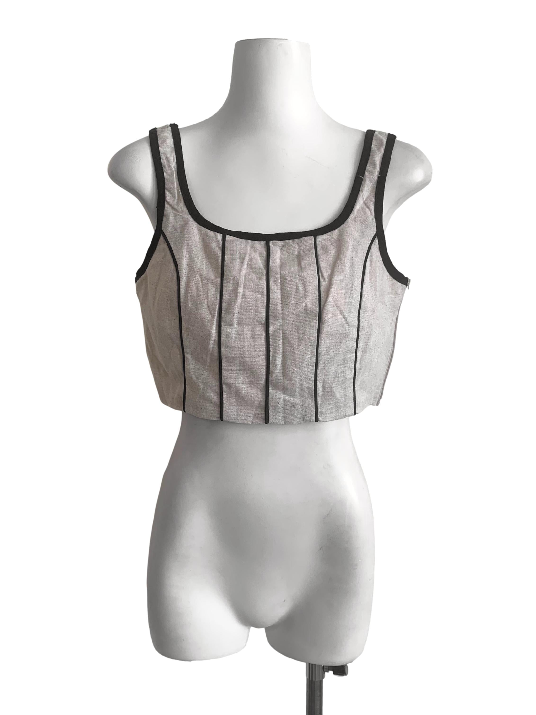 Bone Beige Square Neck Crop Top TCL