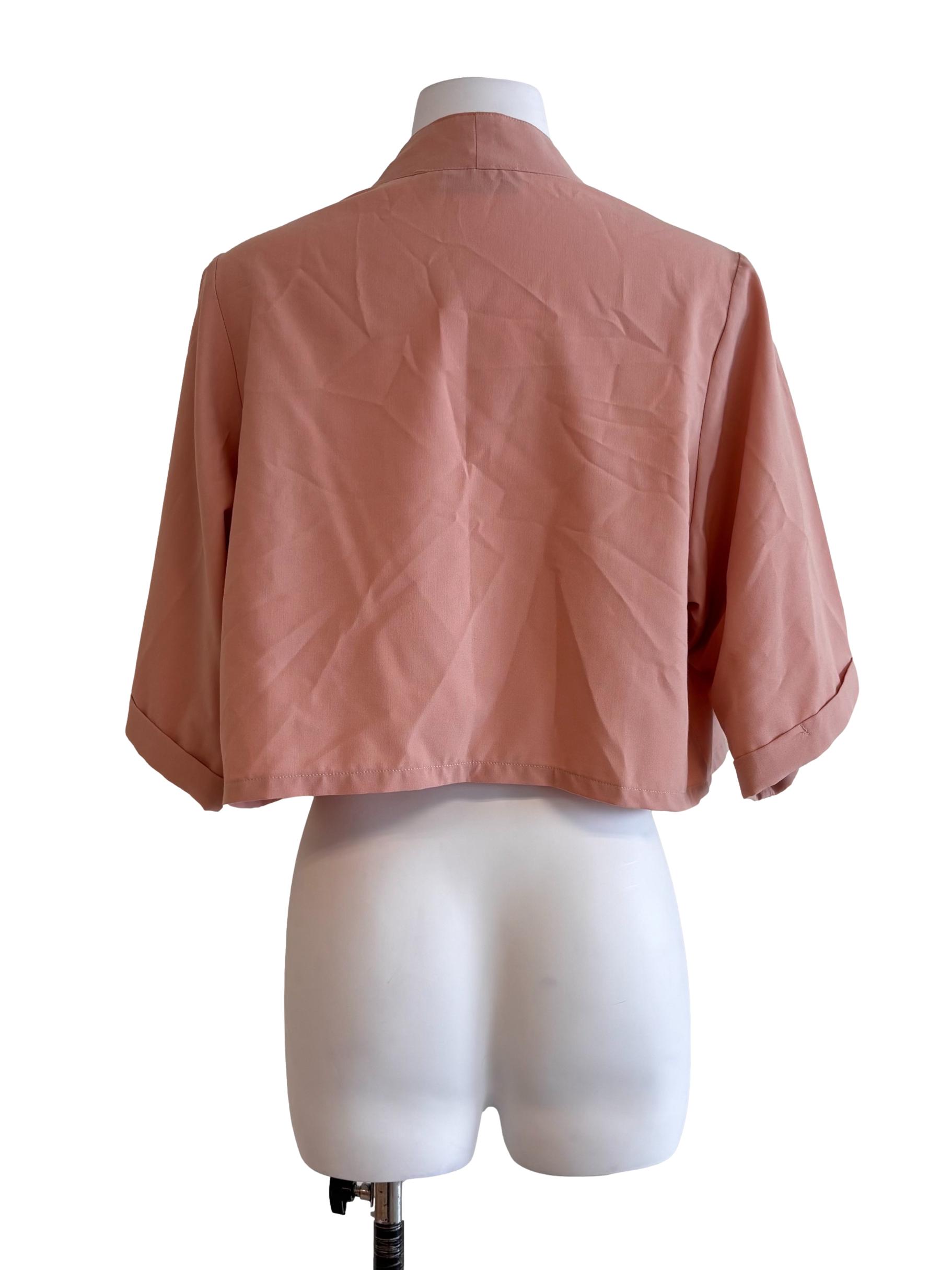 Punch Pink Open Cropped Cardigan