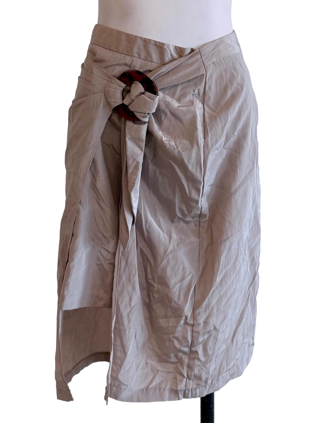 Beige Asymmetrical Mini Skirt