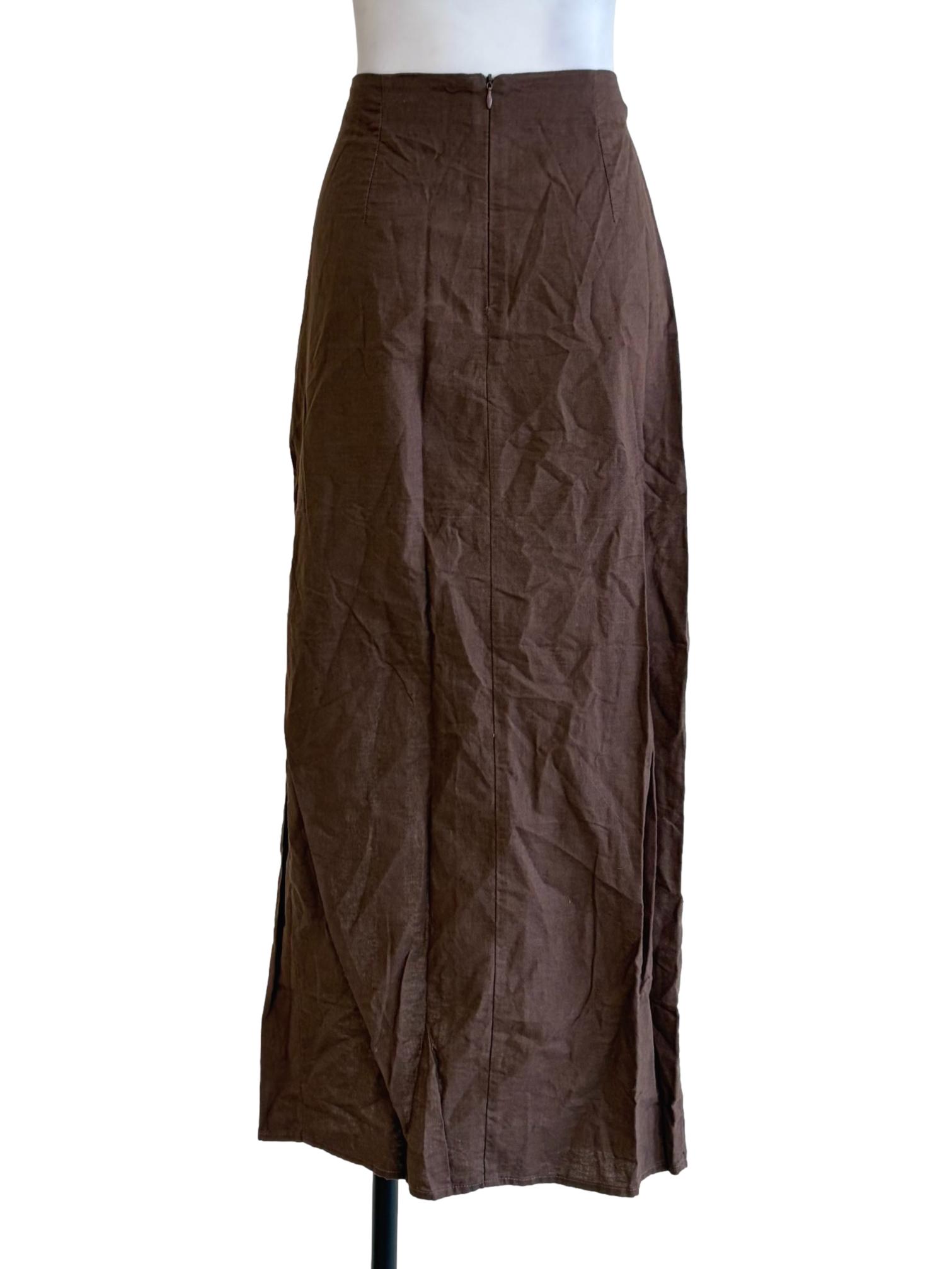 Pecan Brown Side Ruched Pencil Skirt