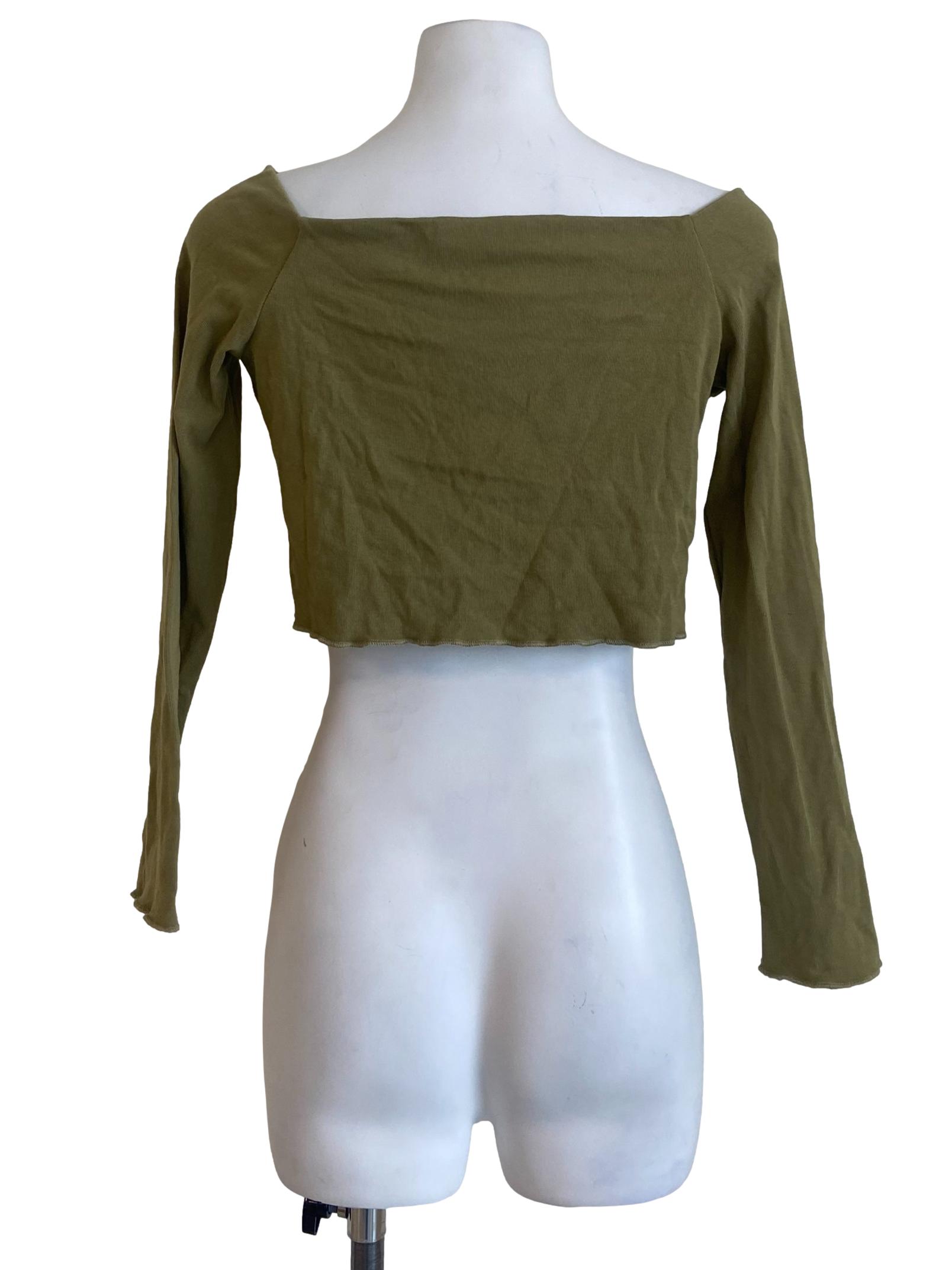 Olive Green Twill Crop Top