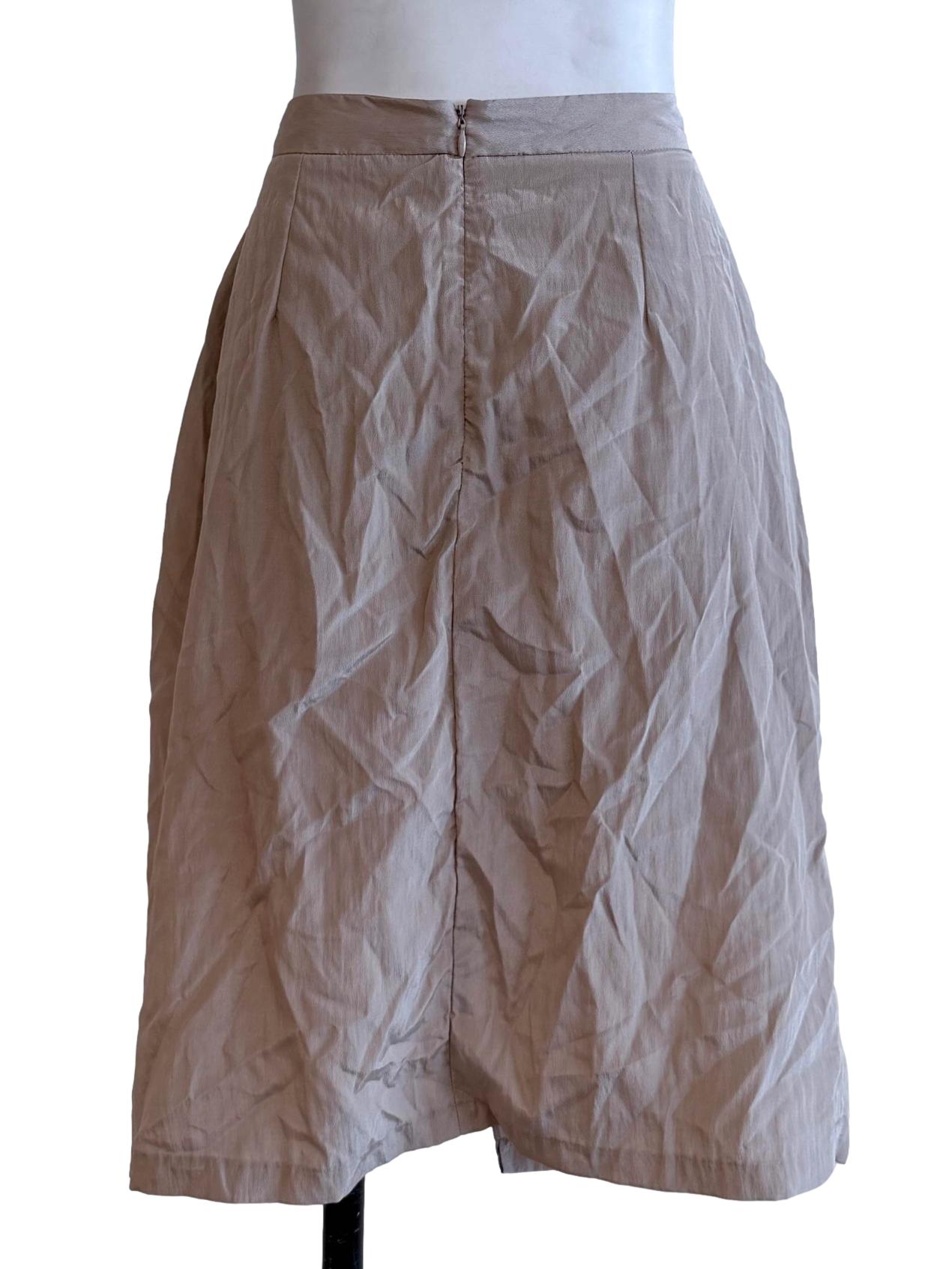 Beige Asymmetrical Mini Skirt