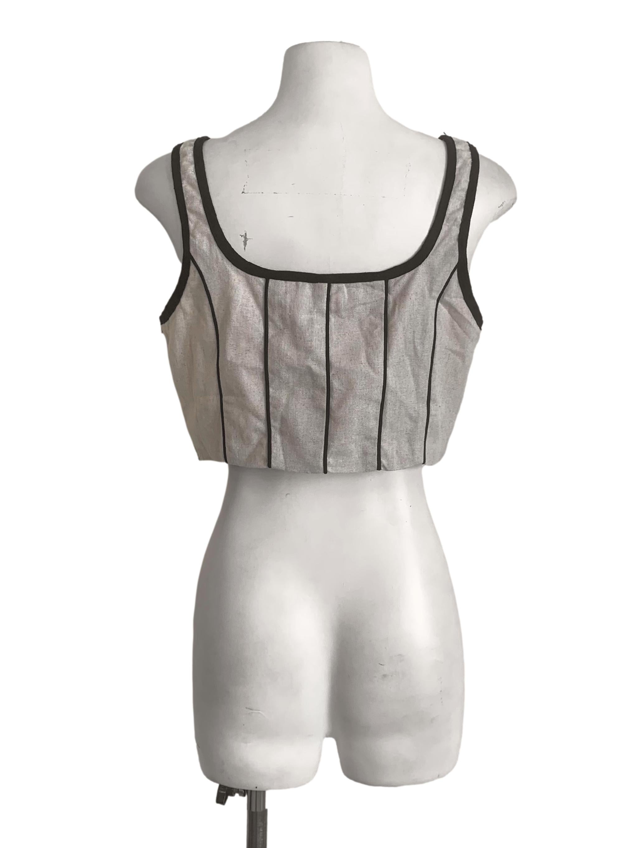 Bone Beige Square Neck Crop Top TCL