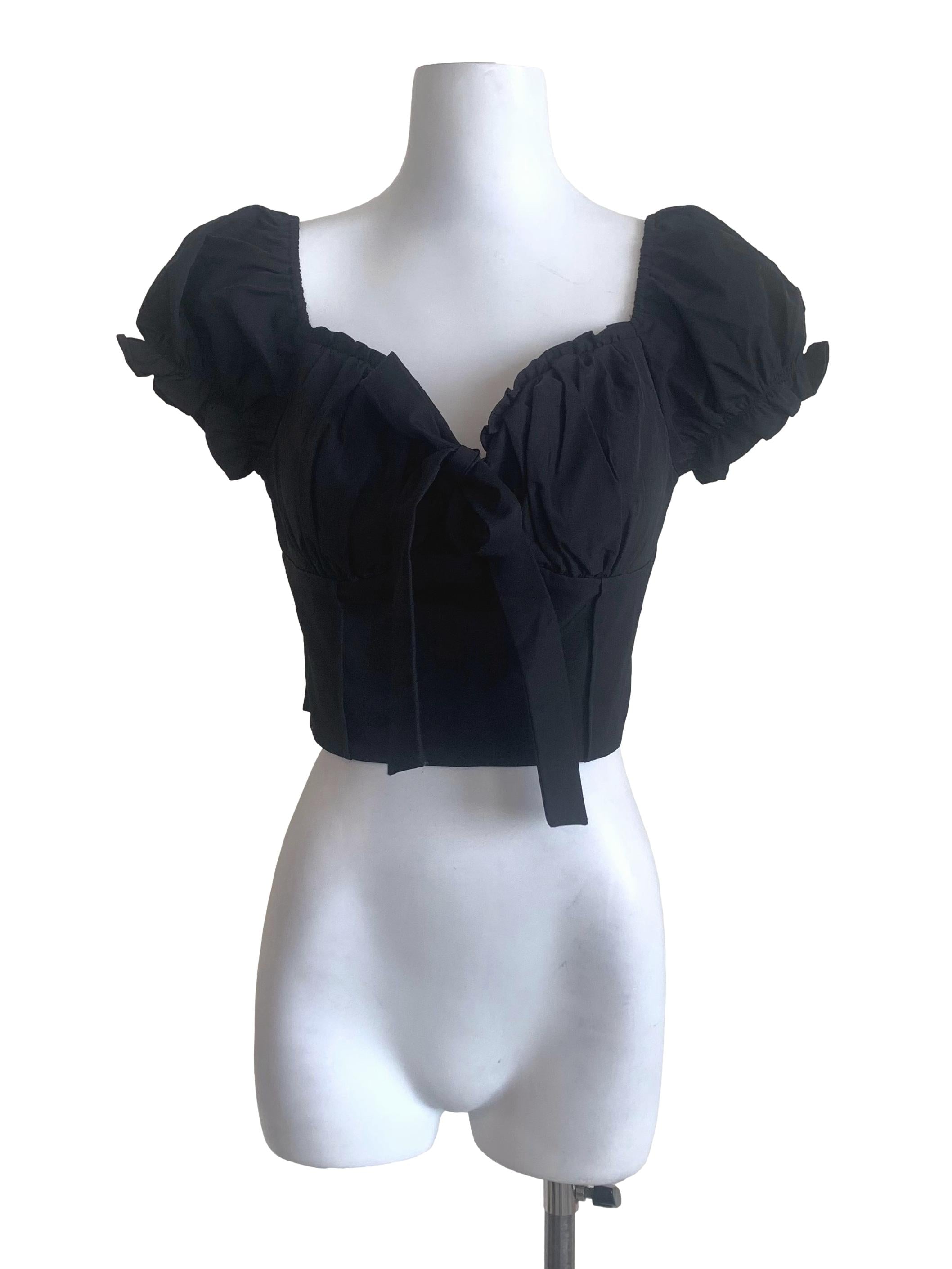 Crow Black Smocked Top