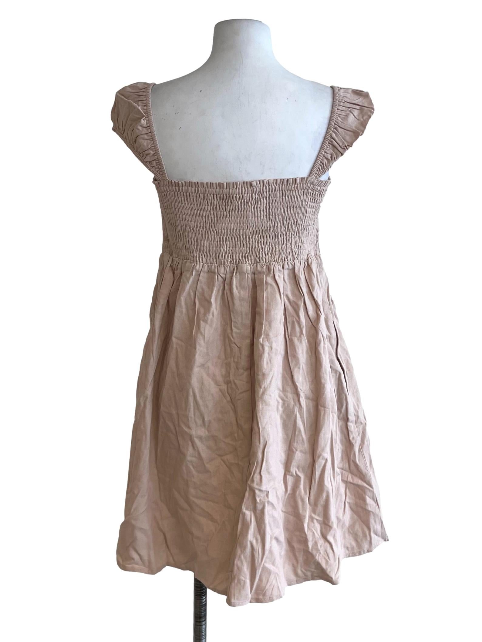 Coconut Beige Square Neckline Jumper Dress