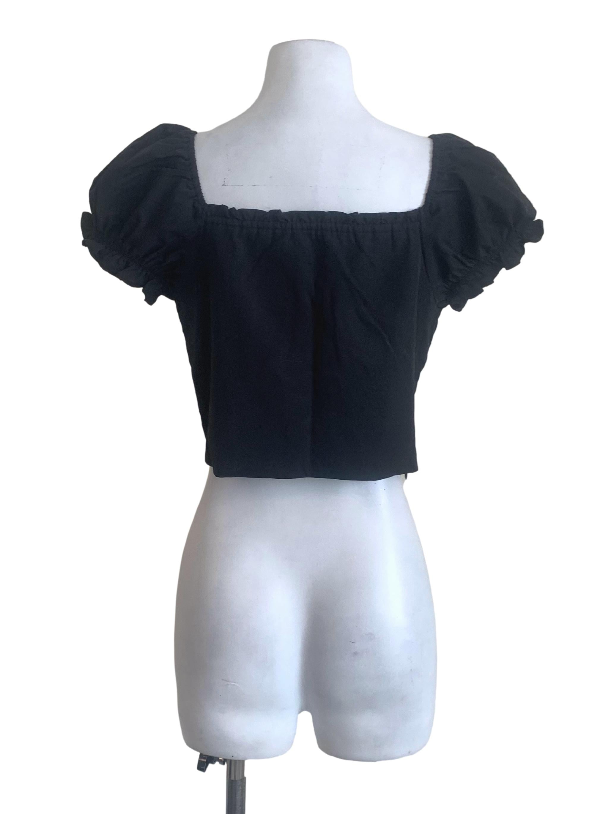 Crow Black Smocked Top