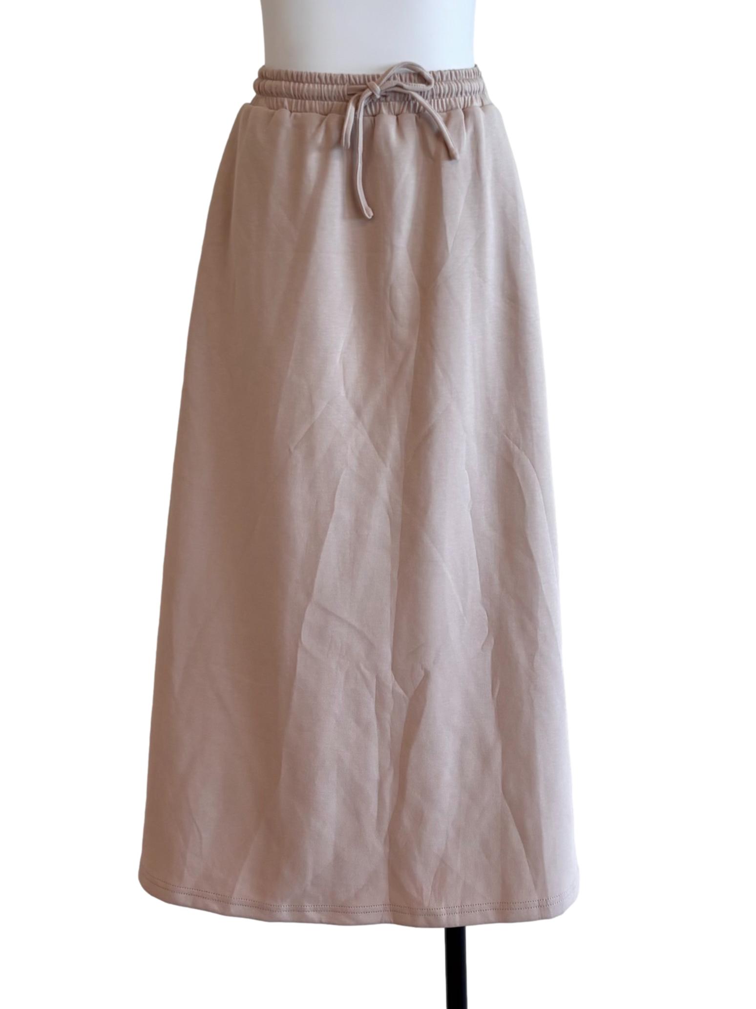 Nude Beige Casual Maxi Skirt