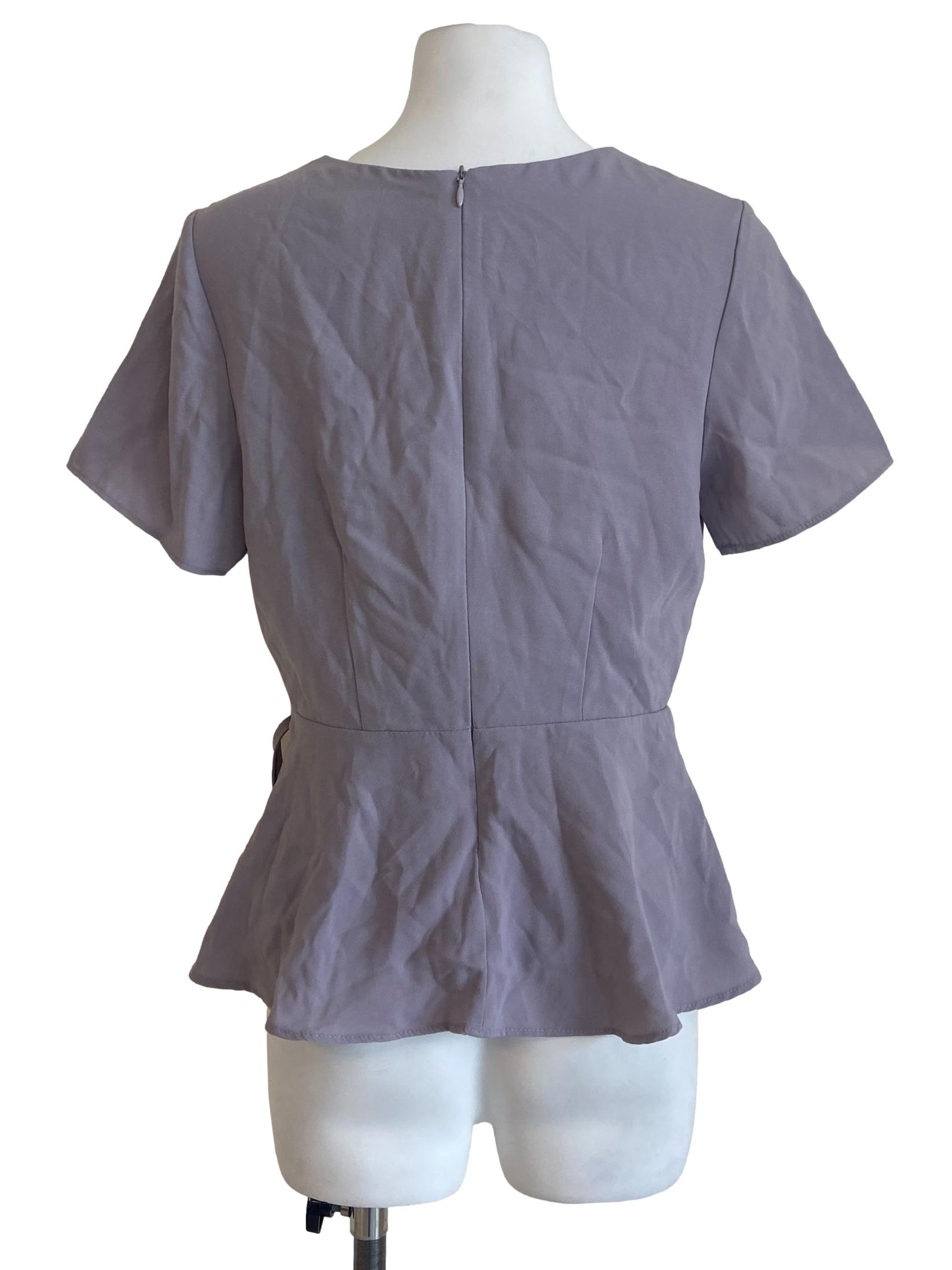 Dusty Purple V Neck Wrap Top