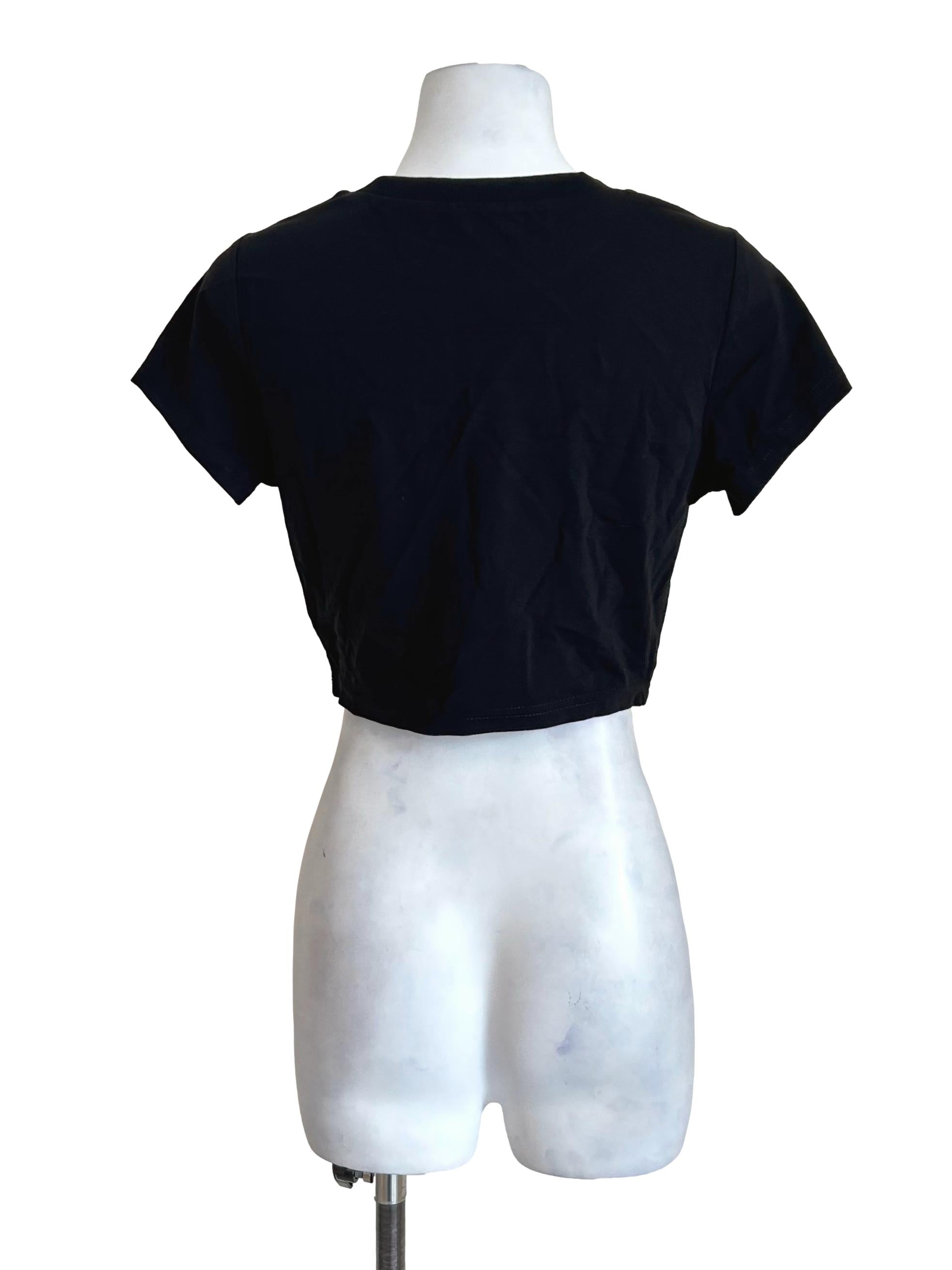 Black Mini Graphic Print Crop Top