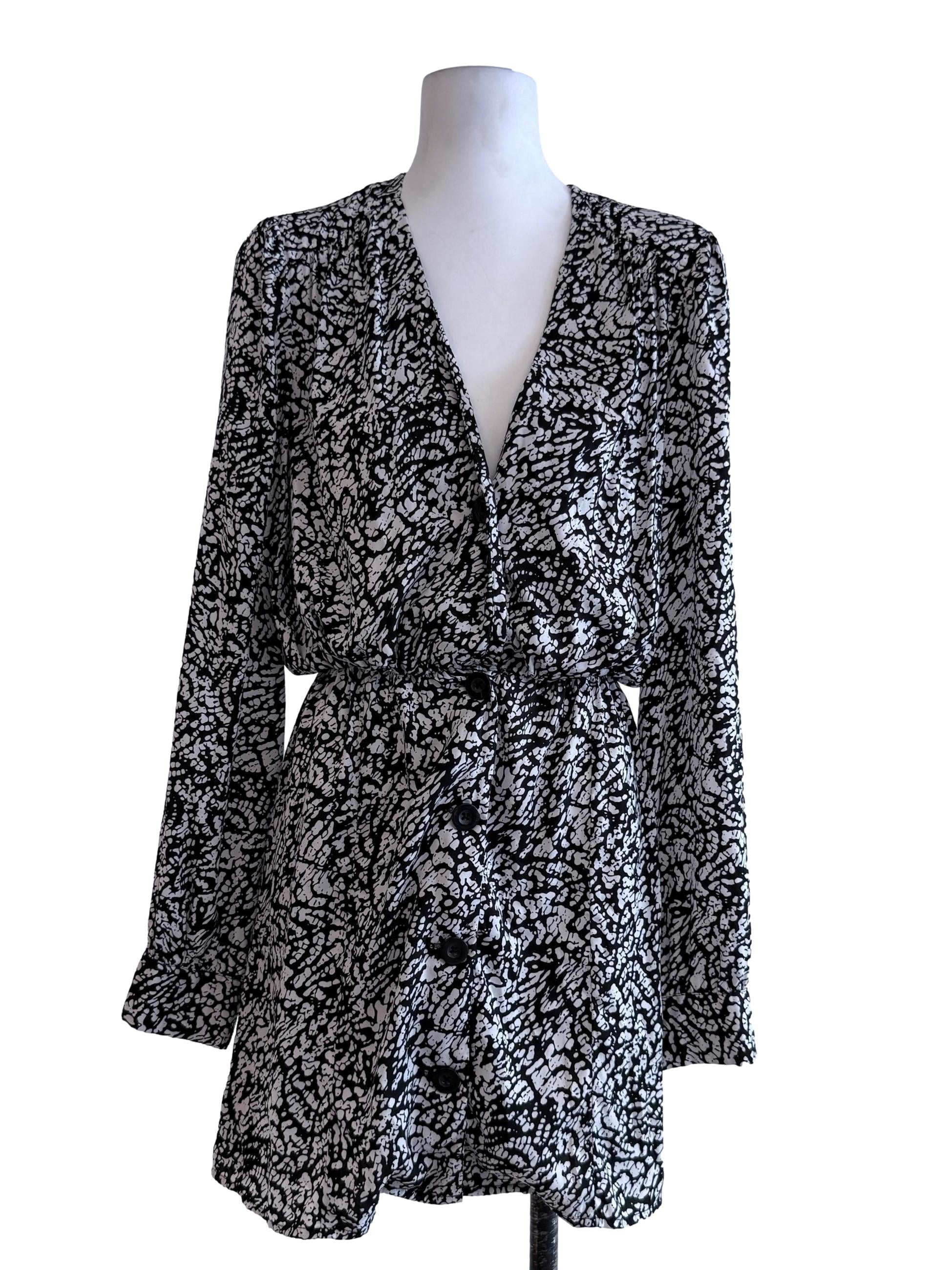 Black & White Printed Mini Dress