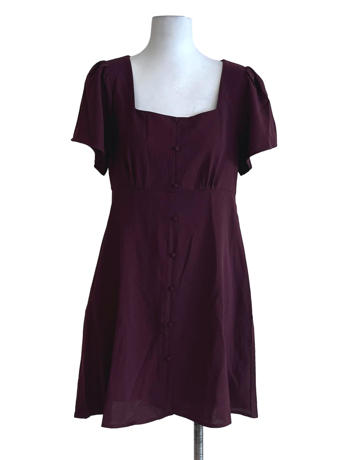 Mulberry Purple Square Neckline Empire Dress