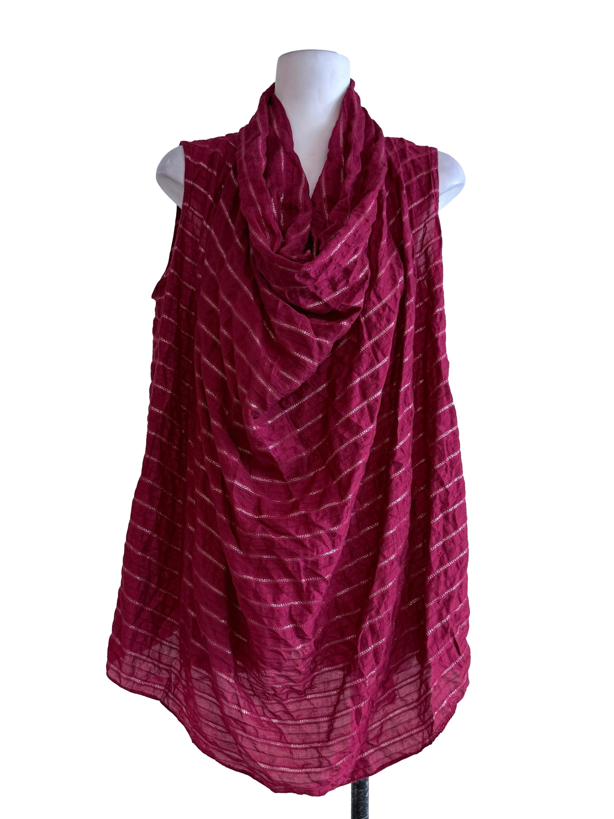 Red Strips Mafla Sleeveless Tops