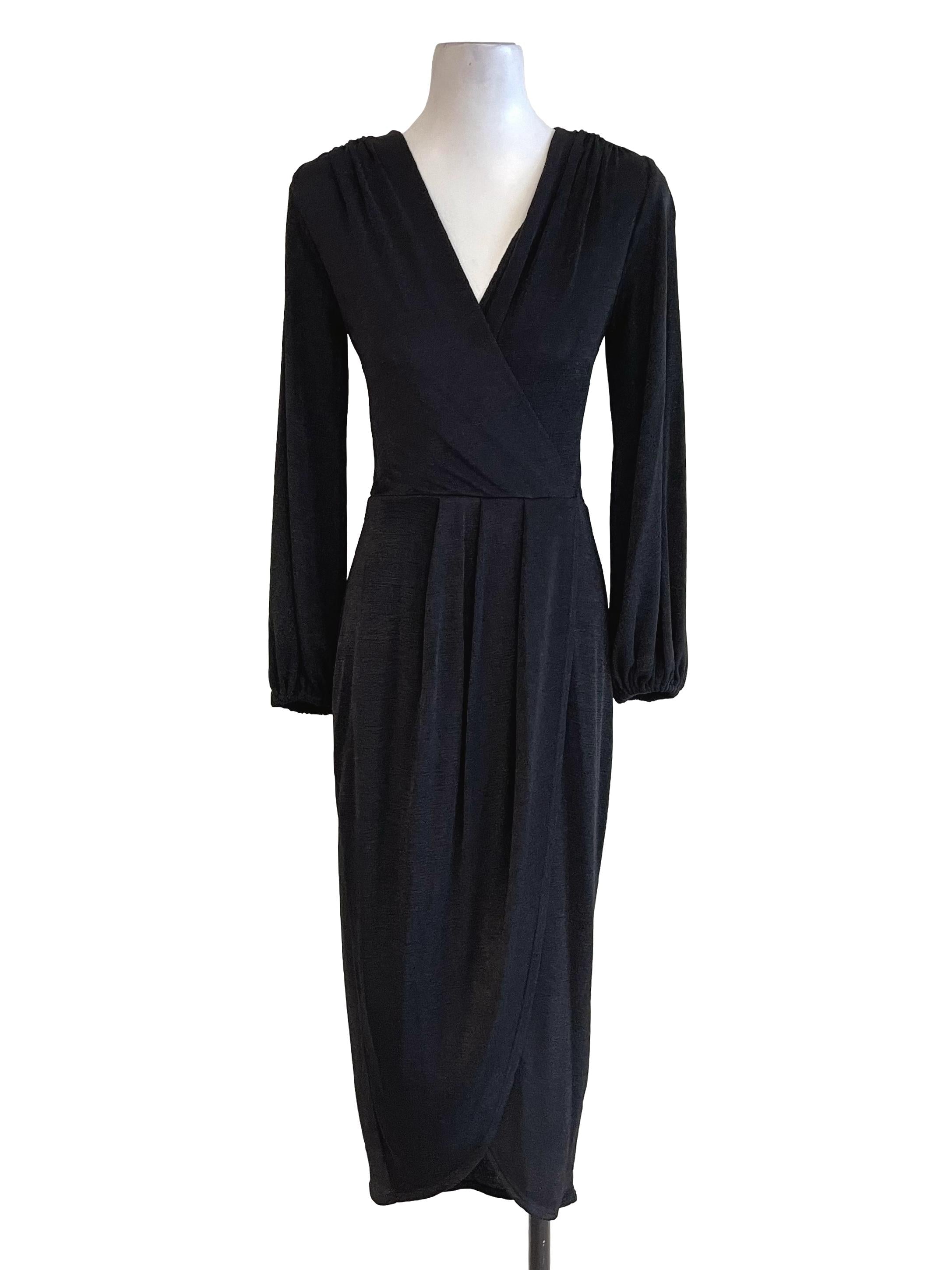 Crow Black Draped Dress