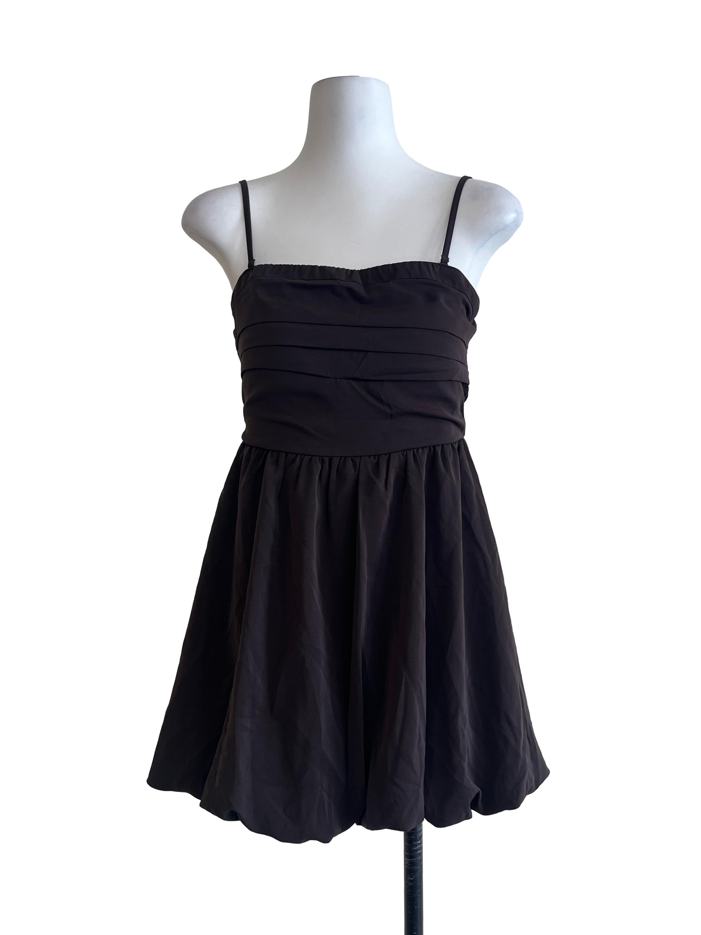 Umber Brown Spaghetti Strap A-Line Dress