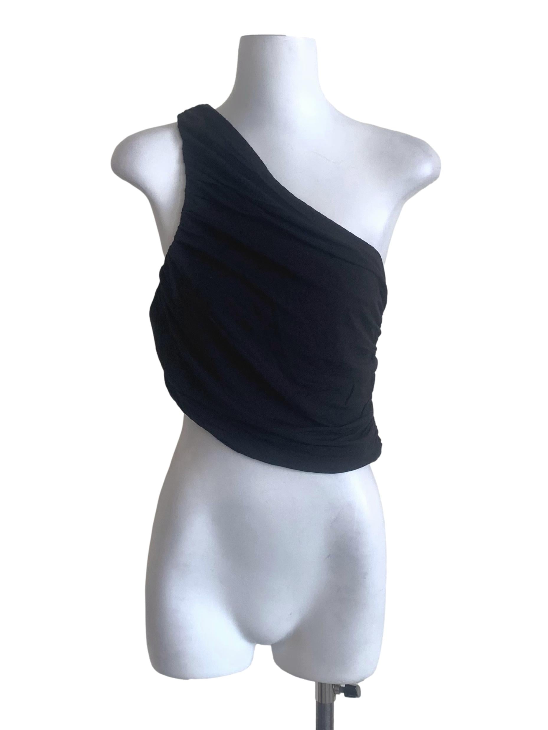 Raven Black Asymmetric Neck Top YHF