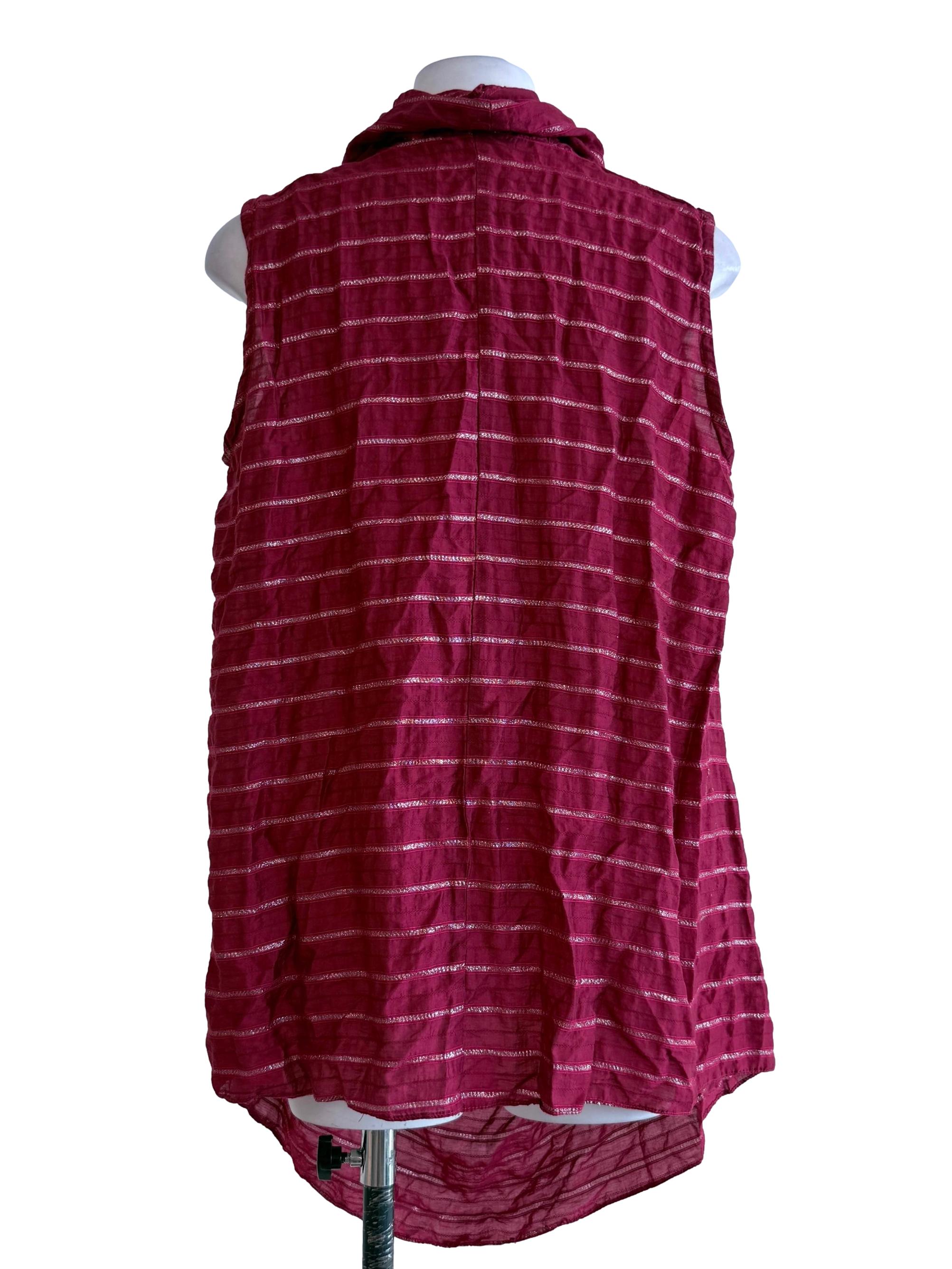 Red Strips Mafla Sleeveless Tops