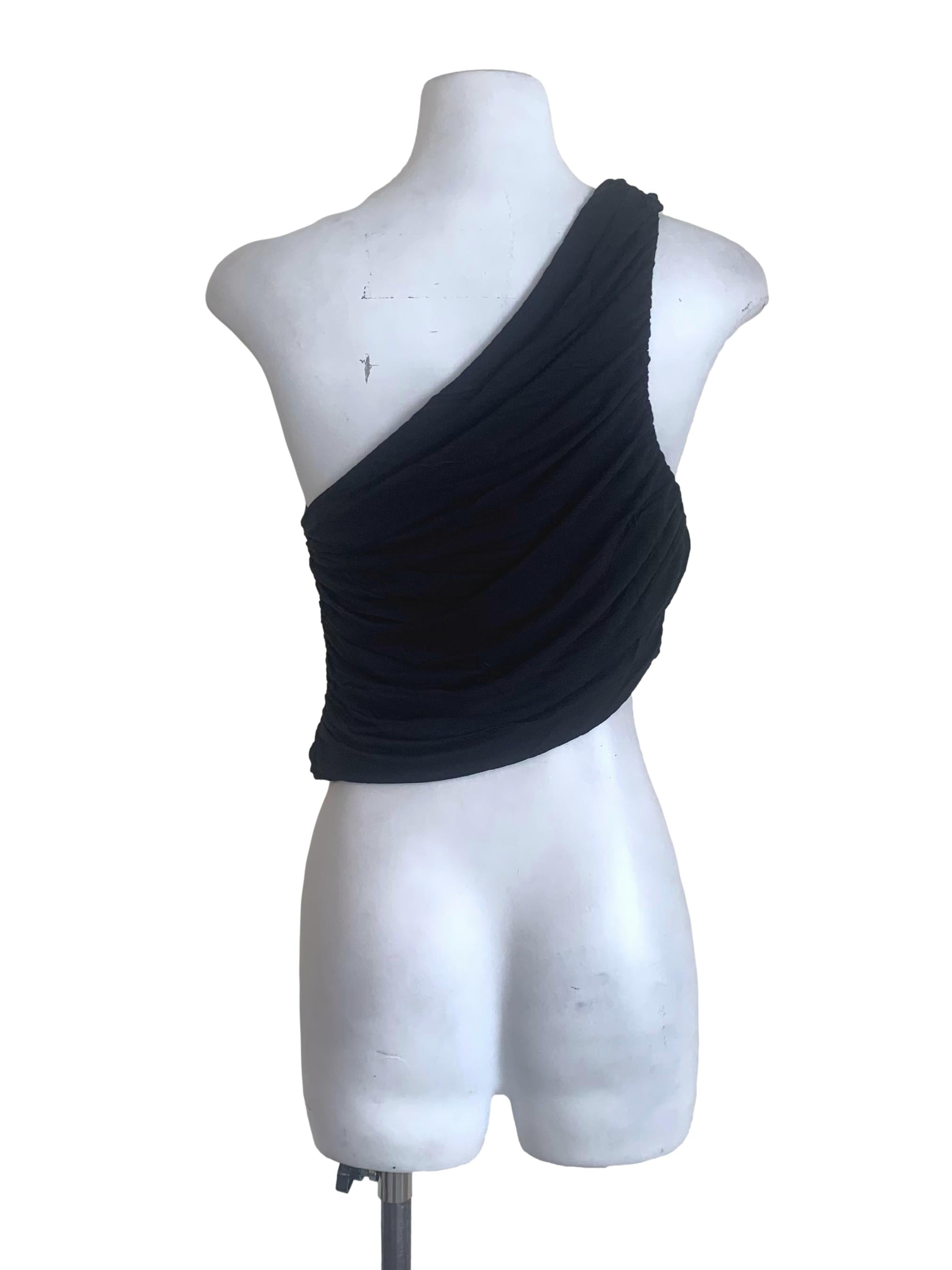 Raven Black Asymmetric Neck Top YHF