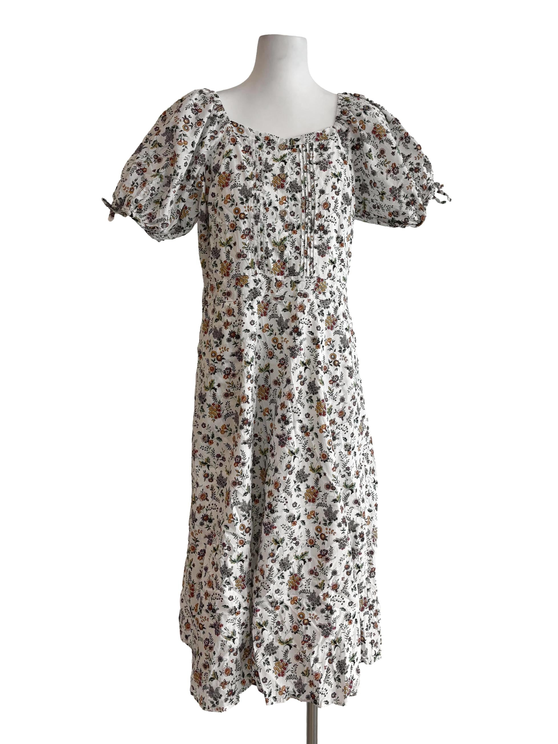 Pearl White Short Sleeve Floral Dress