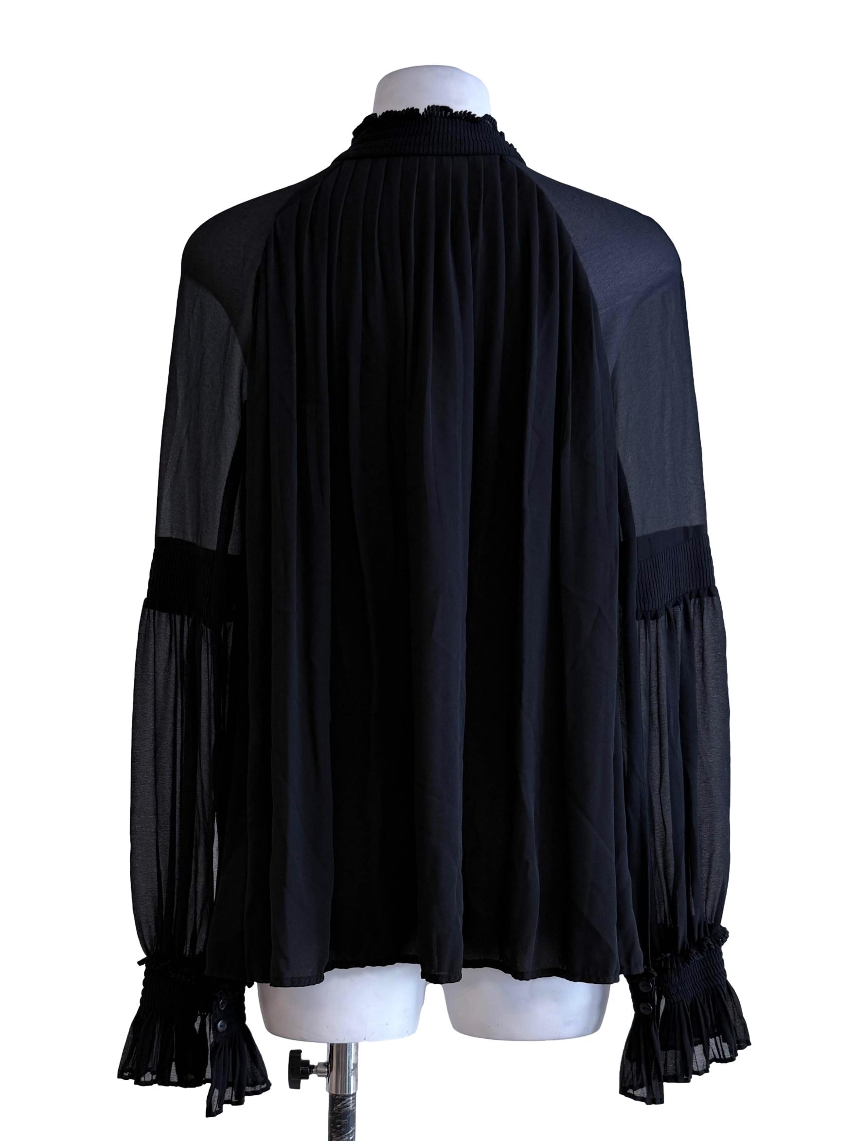 Black Long Sleeve Sheer Tops