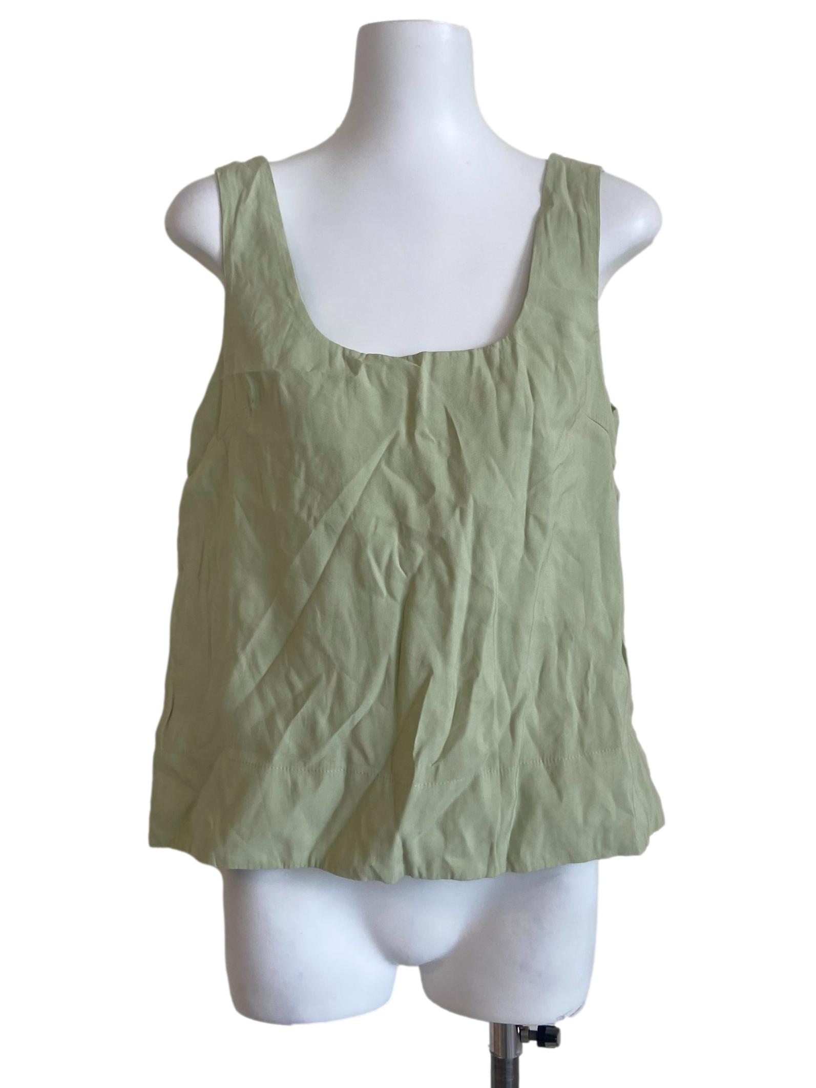 Green Sleeveless Twill Top