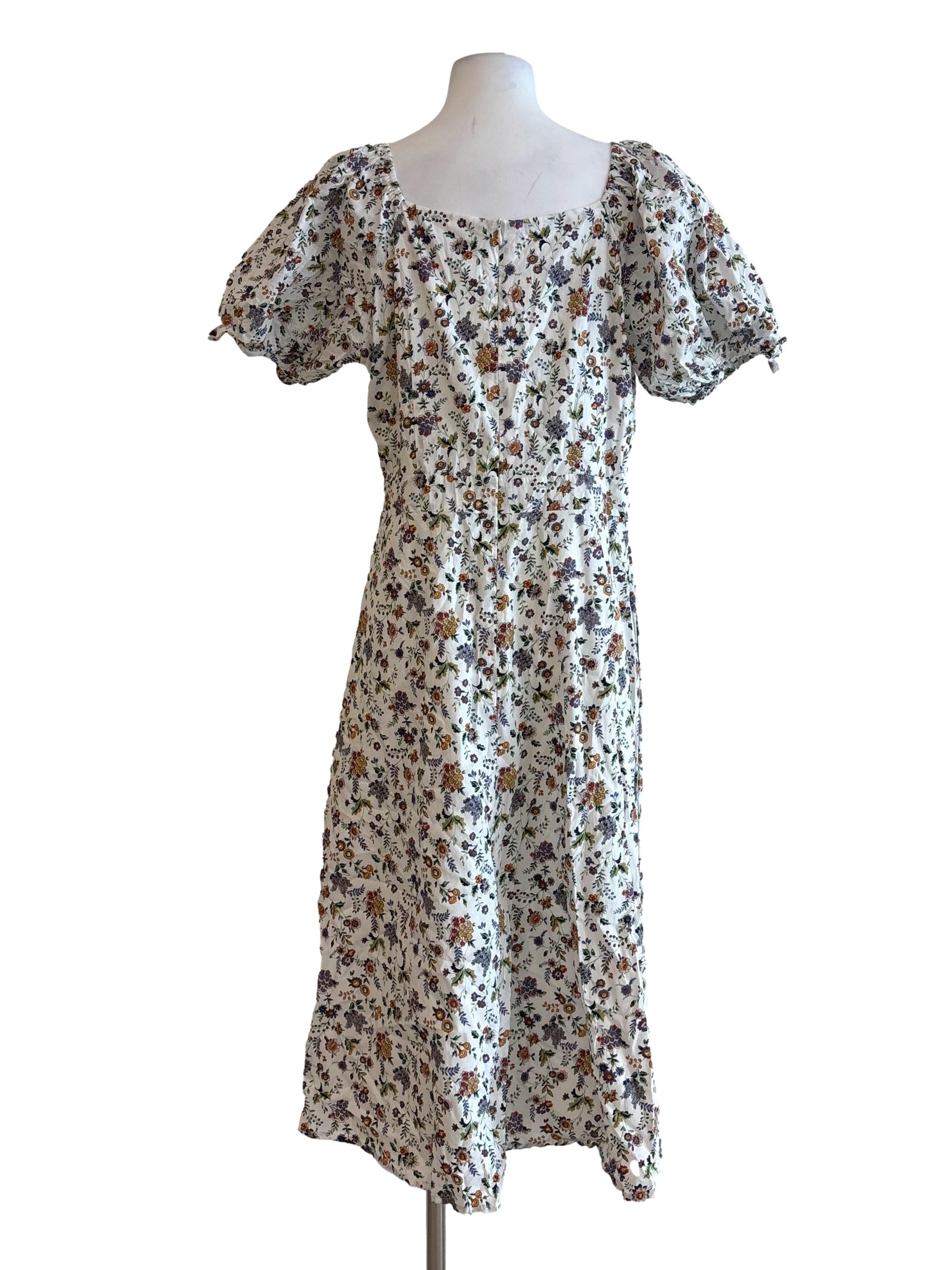Pearl White Short Sleeve Floral Dress