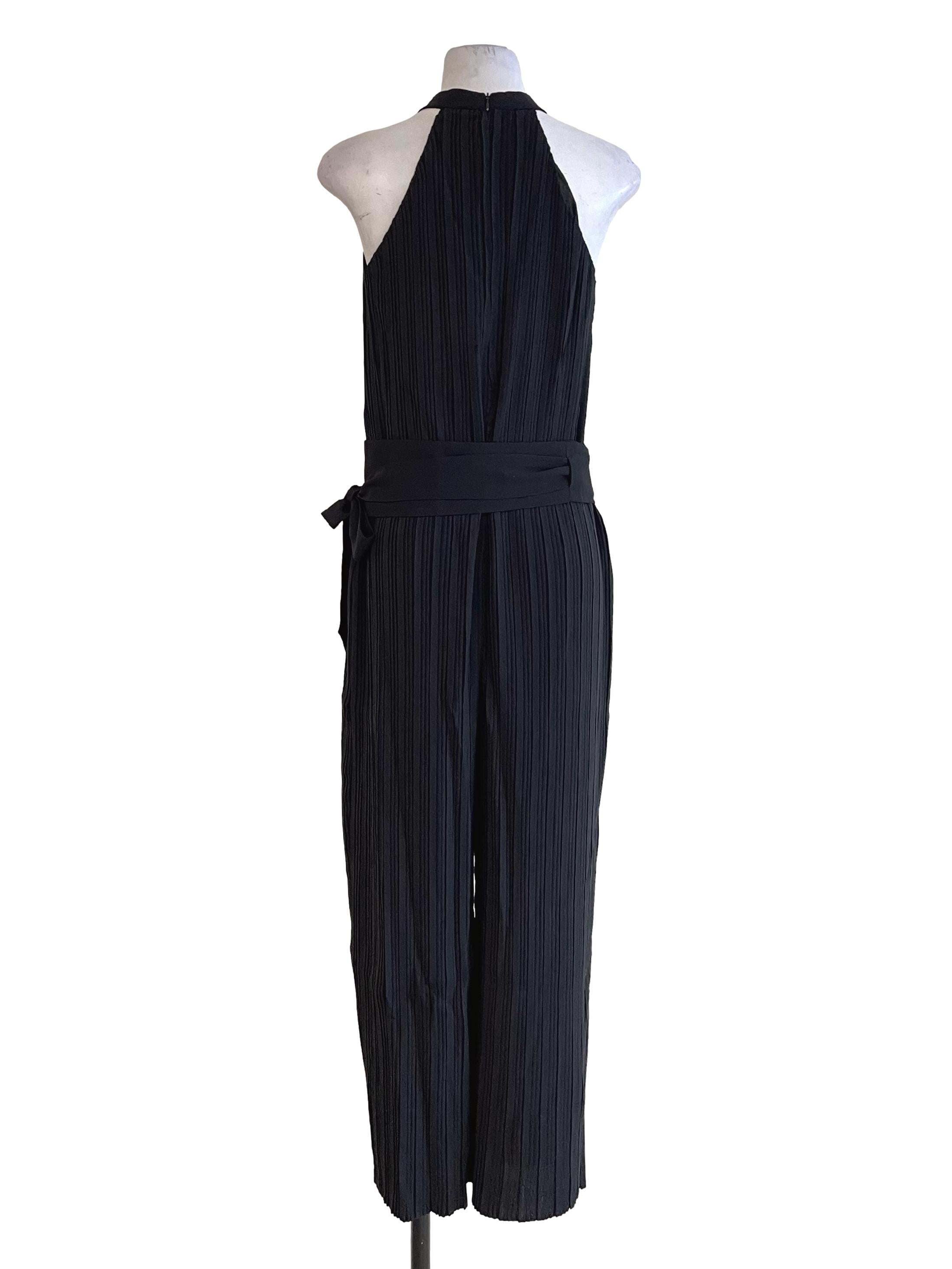 Black Accordion Halter Jumpsuit